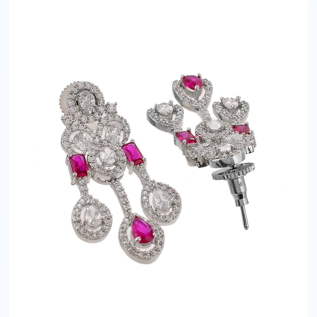 Sparkling Elegance Pink Silver-Plated Necklace Set - Image 5