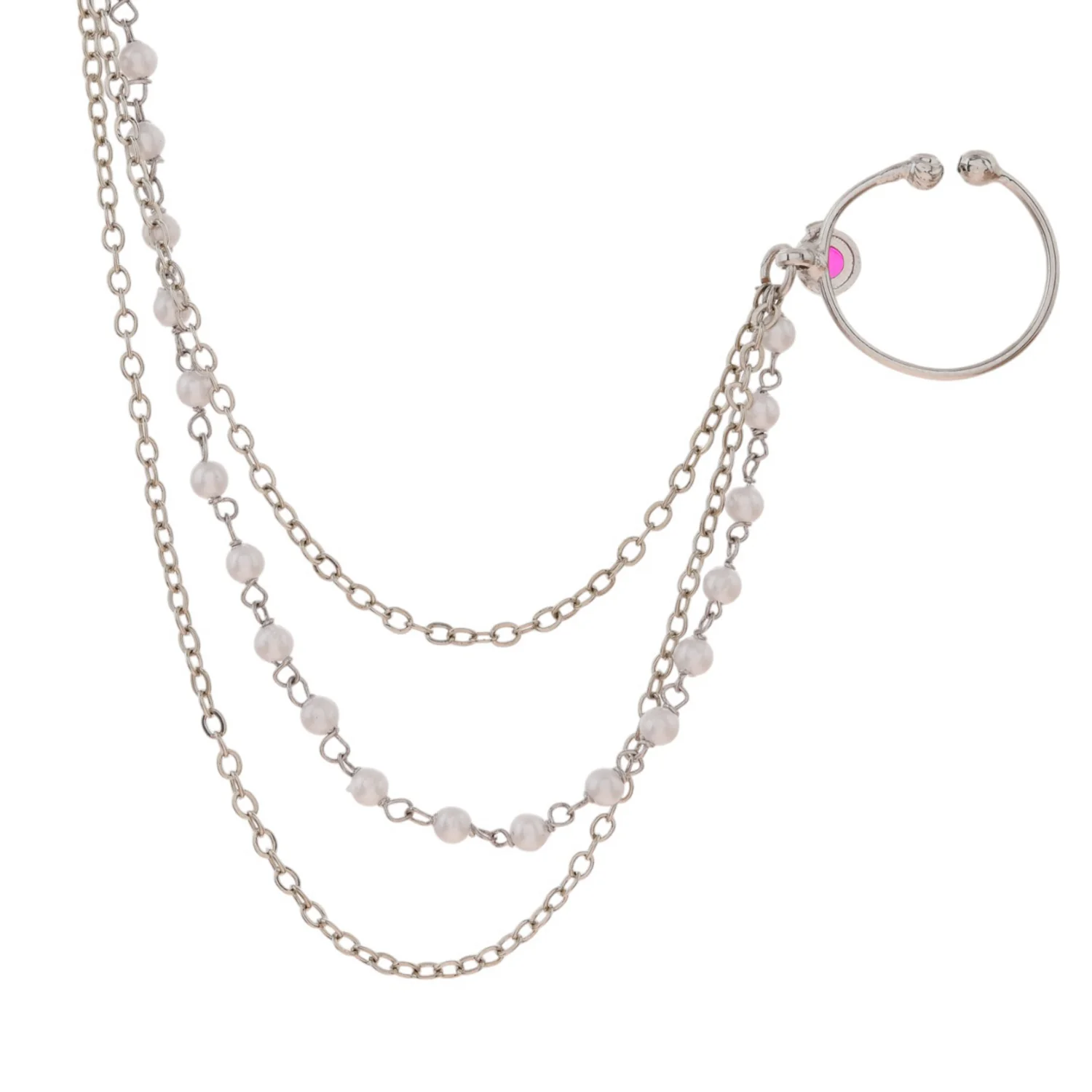 Sparkling Elegance Queen'S Treasure Pearl Nose Ring With Chain - Image 5