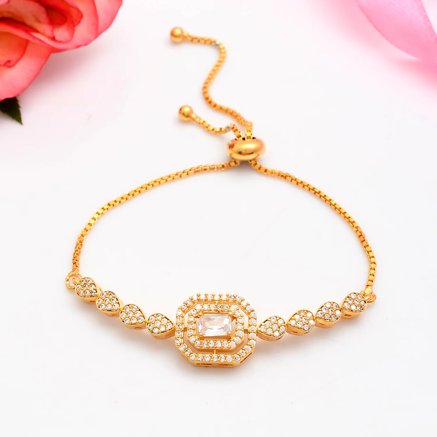 Sparkling Elegance Radiant  American Diamond Bracelet