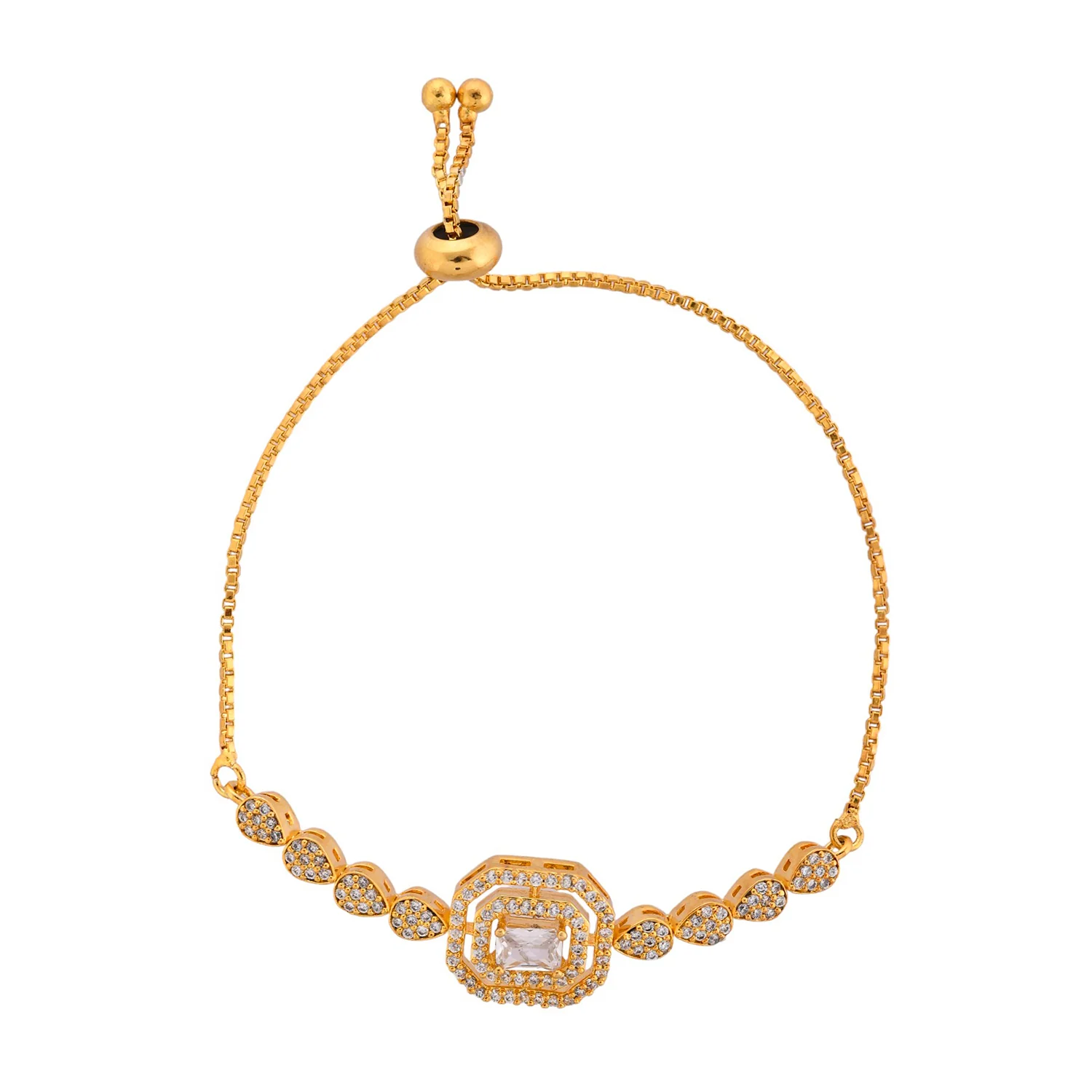 Sparkling Elegance Radiant  American Diamond Bracelet - Image 4