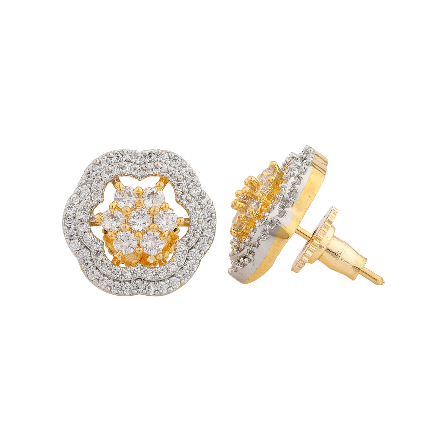 Sparkling Elegance Radiant American Diamond Stud Earrings - Image 3