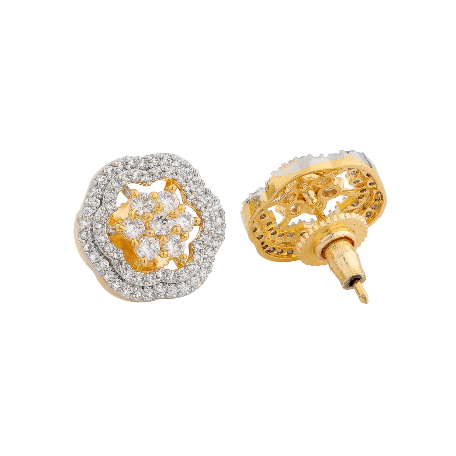 Sparkling Elegance Radiant American Diamond Stud Earrings - Image 5
