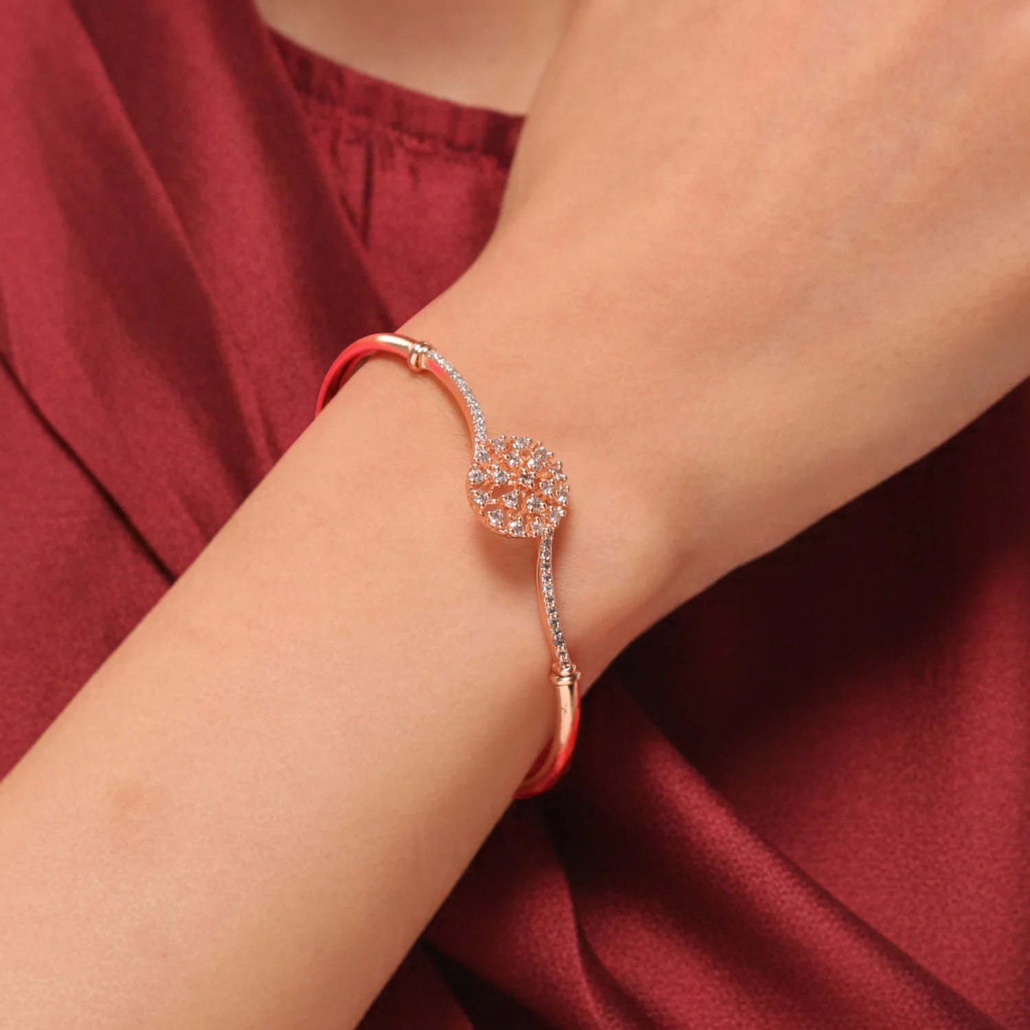 Sparkling Elegance Radiant Bloom American Diamond Cz Bracelet - Image 2