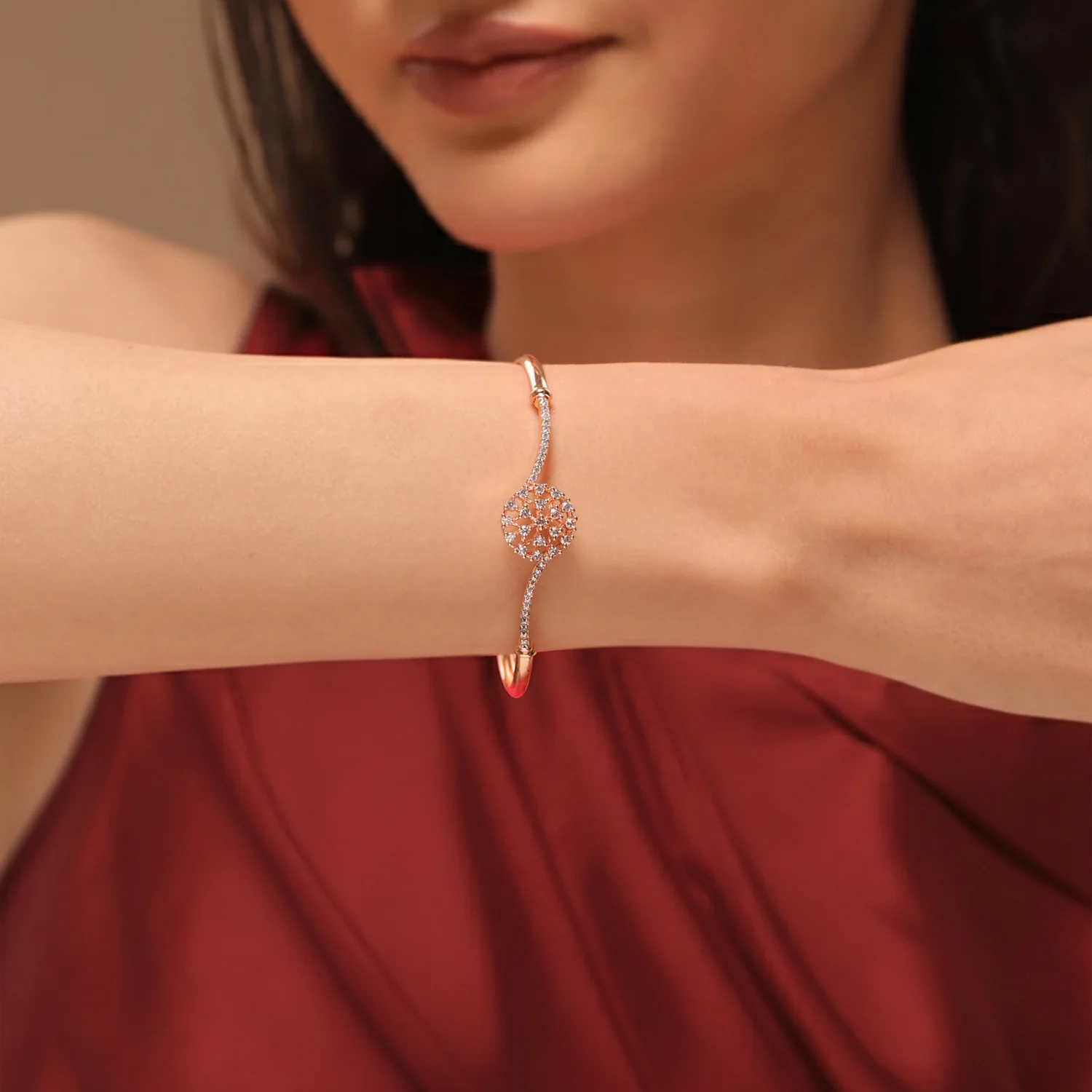 Sparkling Elegance Radiant Bloom American Diamond Cz Bracelet - Image 3