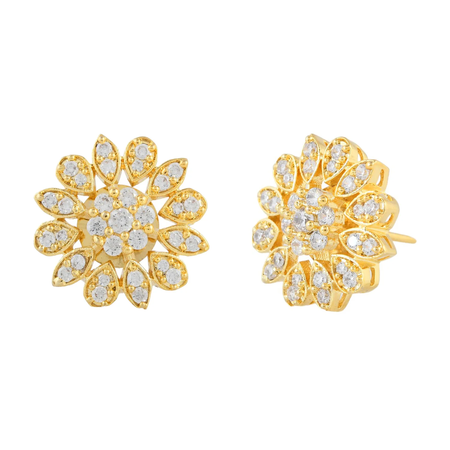 Sparkling Elegance Radiant Bloom American Diamond Studs Earrings - Image 3