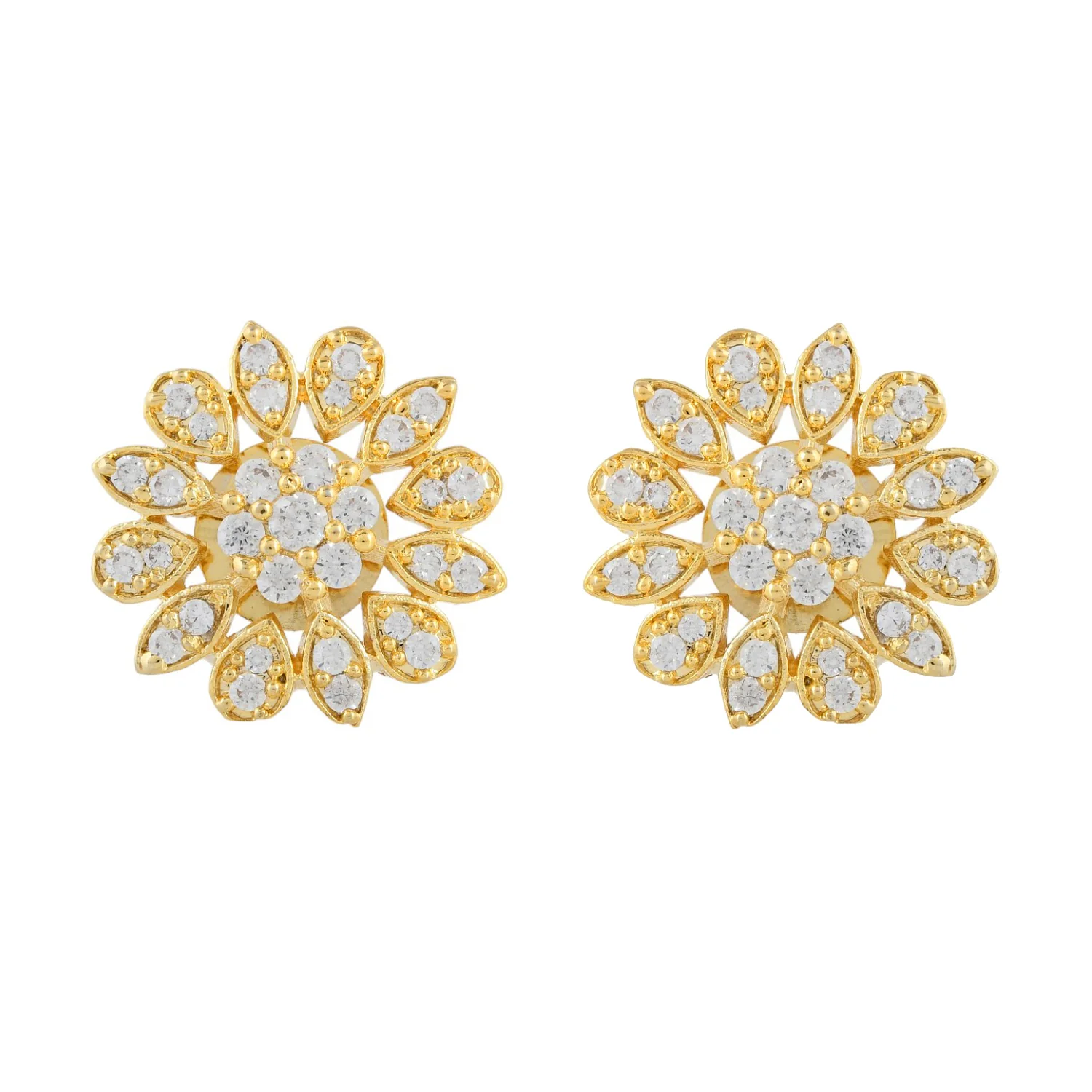 Sparkling Elegance Radiant Bloom American Diamond Studs Earrings - Image 4