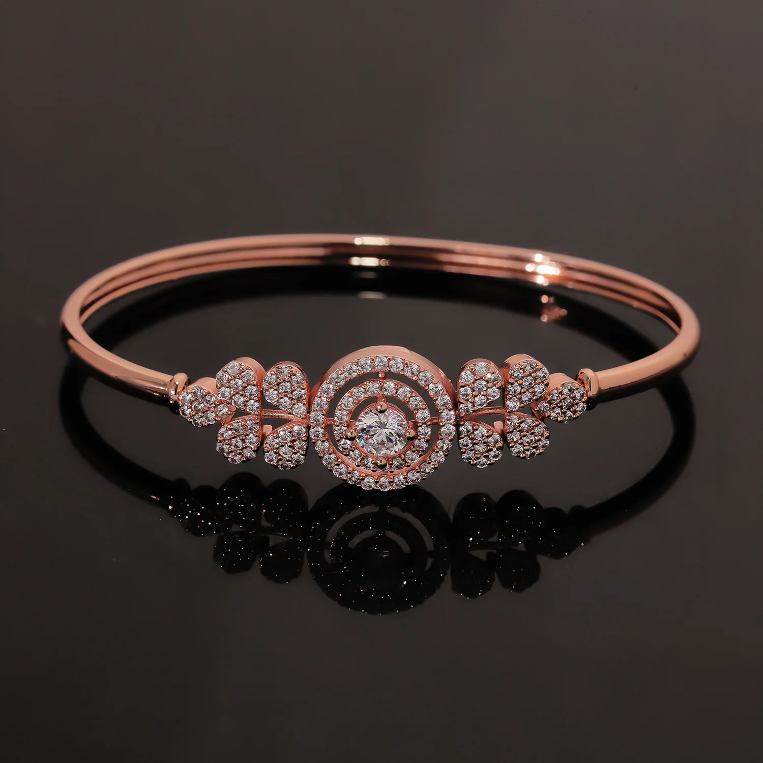 Sparkling Elegance Radiant Bloom Rose Gold CZ Bracelet
