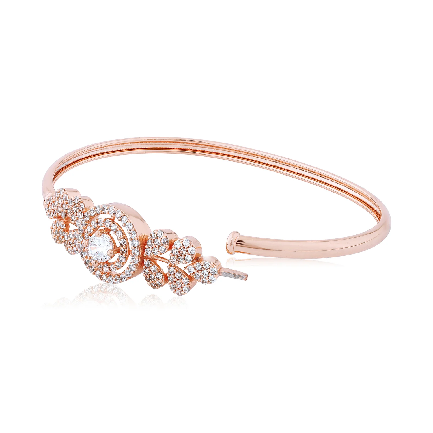 Sparkling Elegance Radiant Bloom Rose Gold CZ Bracelet - Image 4