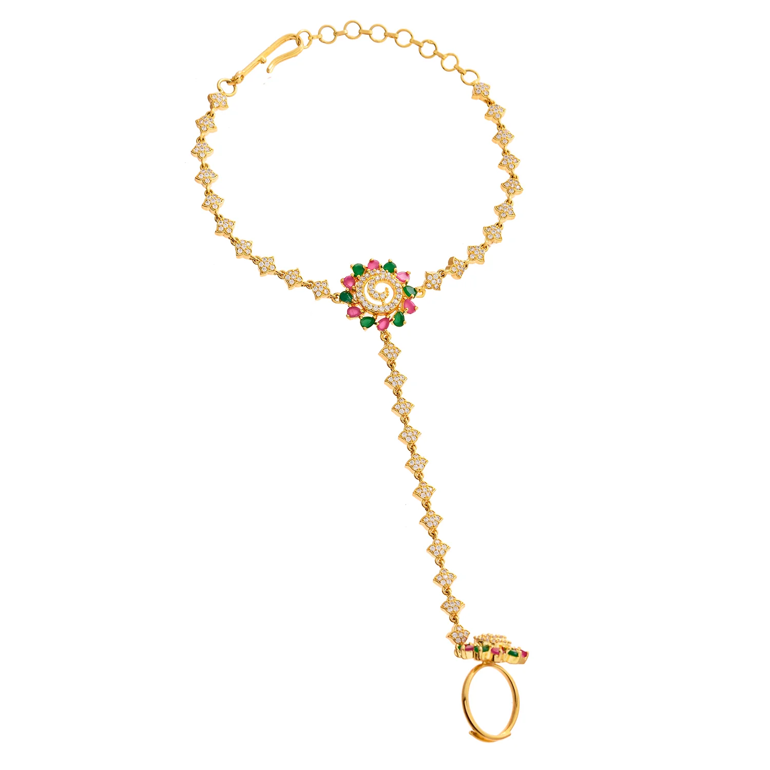 Sparkling Elegance Radiant Blooms American Diamond Hath Phool - Image 3