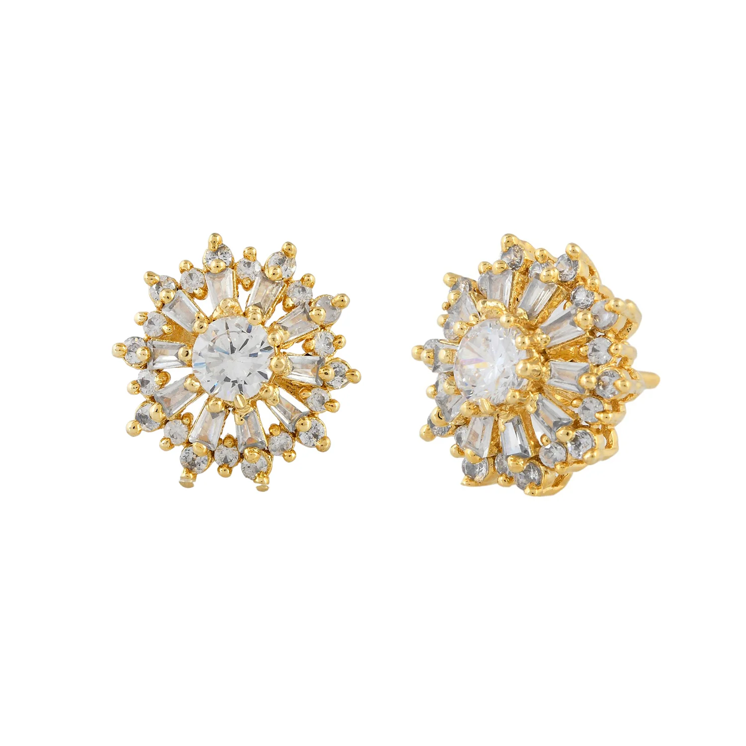 Sparkling Elegance Radiant Blossom American Diamond Studs Earrings - Image 4