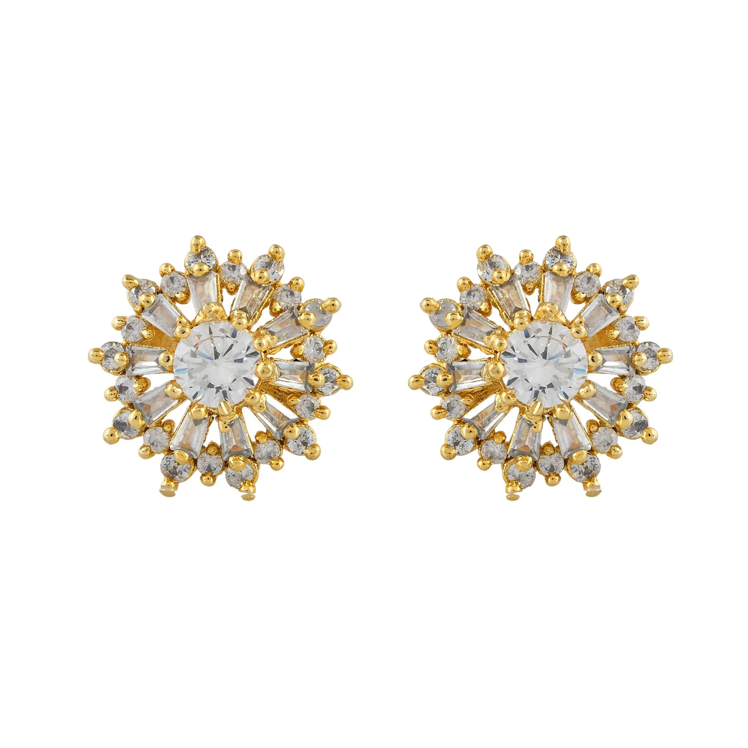 Sparkling Elegance Radiant Blossom American Diamond Studs Earrings - Image 5