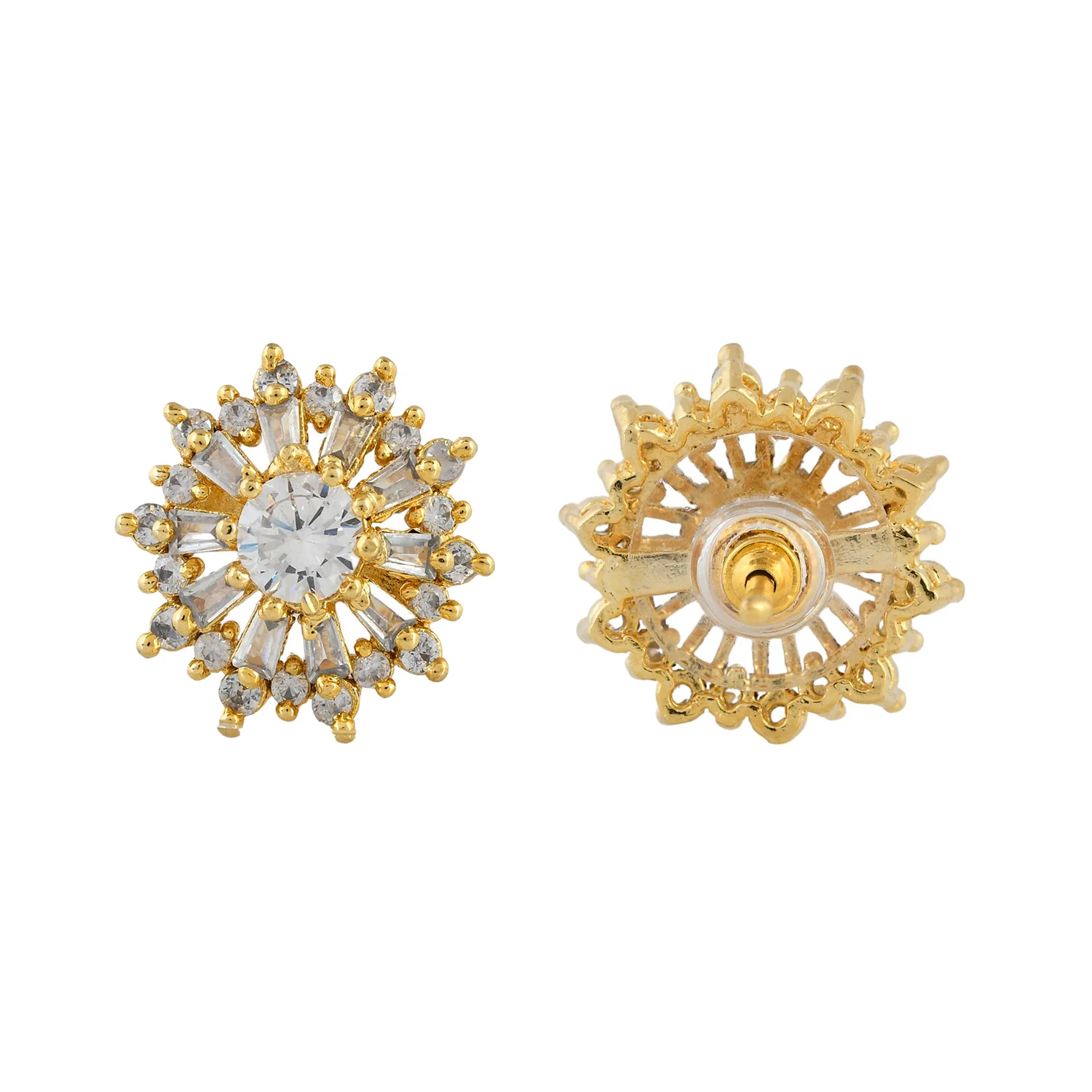 Sparkling Elegance Radiant Blossom American Diamond Studs Earrings - Image 6