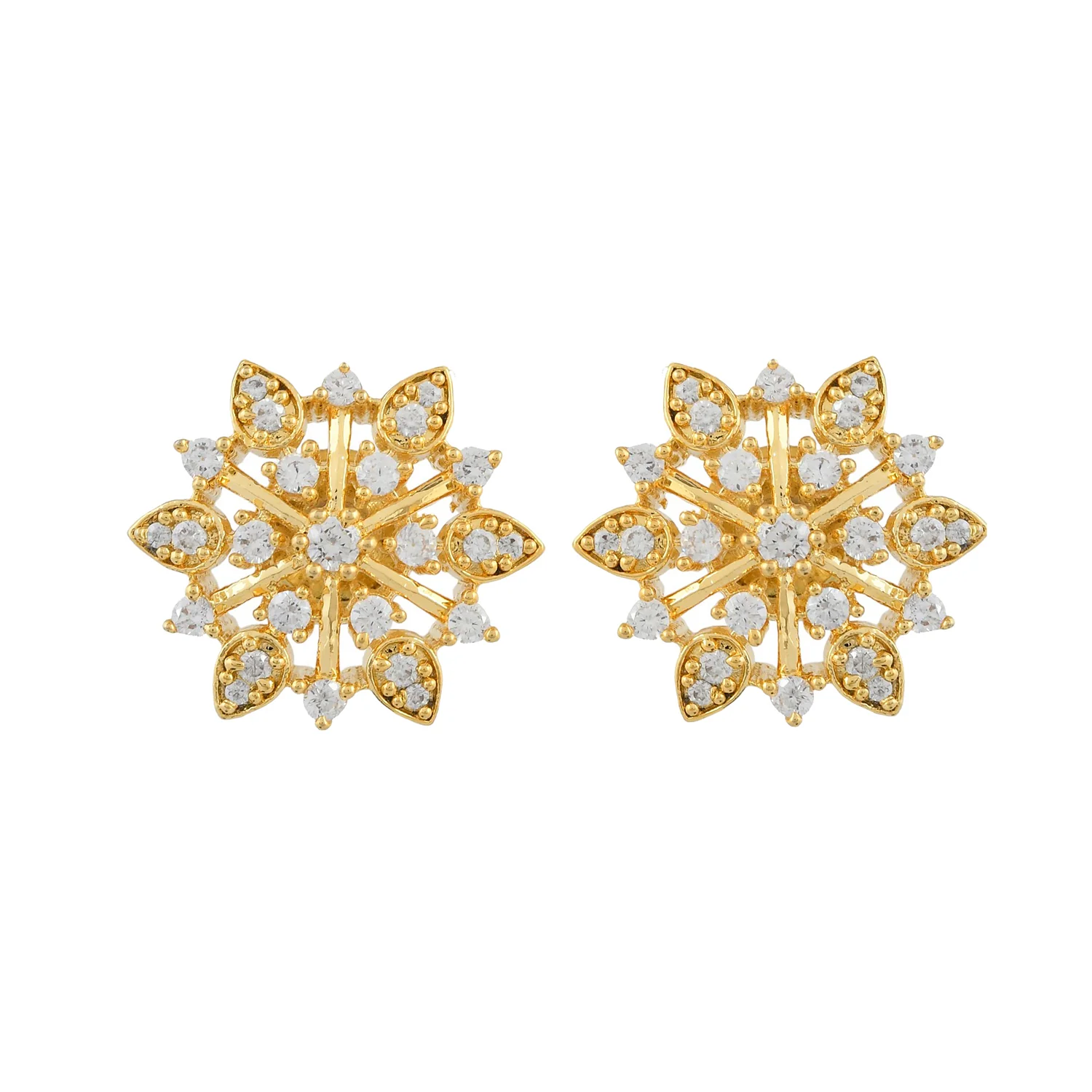 Sparkling Elegance Radiant Floral American Diamond Studs Earrings - Image 4