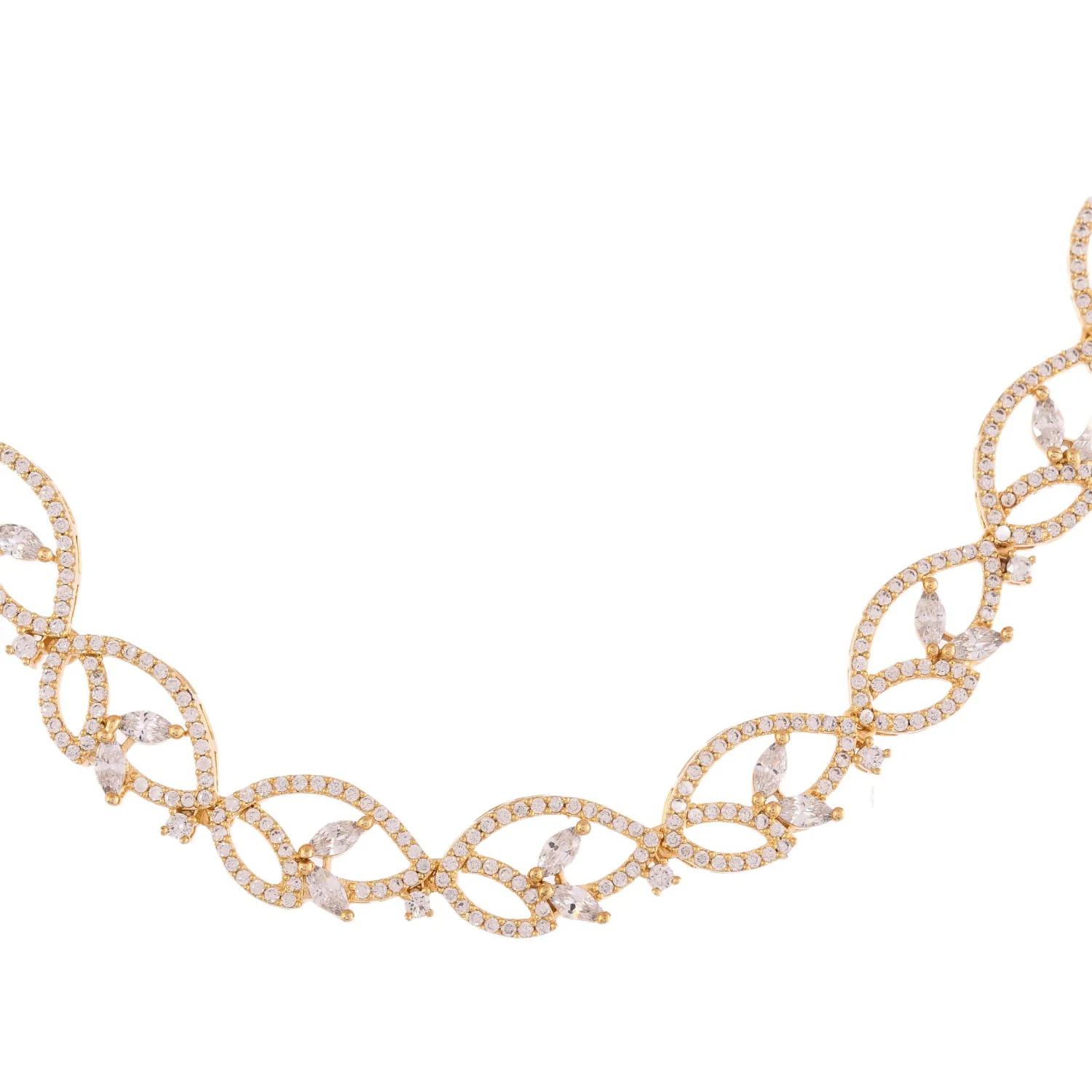 Sparkling Elegance Radiant Loops American Diamond Necklace Set - Image 6