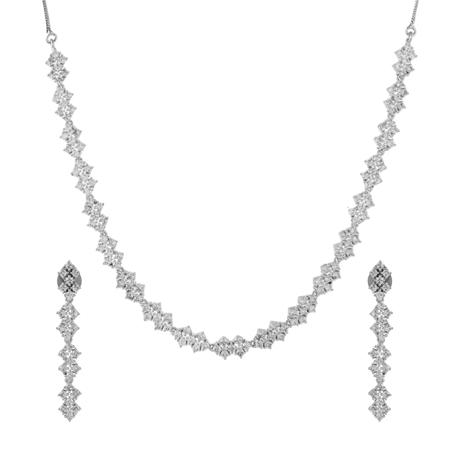Sparkling Elegance Radiant Luxe American Diamond Necklace Set - Image 3