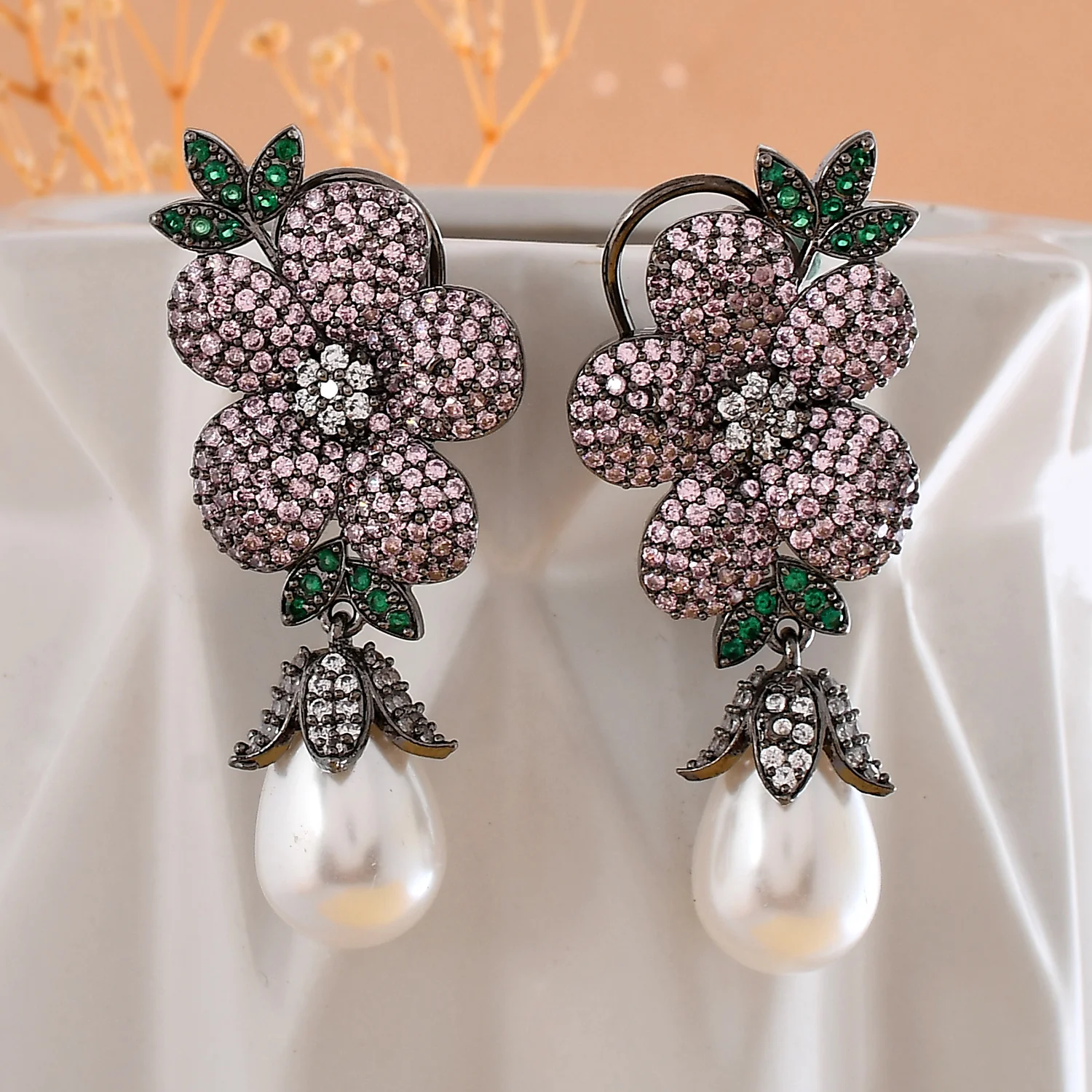 Sparkling Elegance Radiant Petals American Diamond Stud Earrings