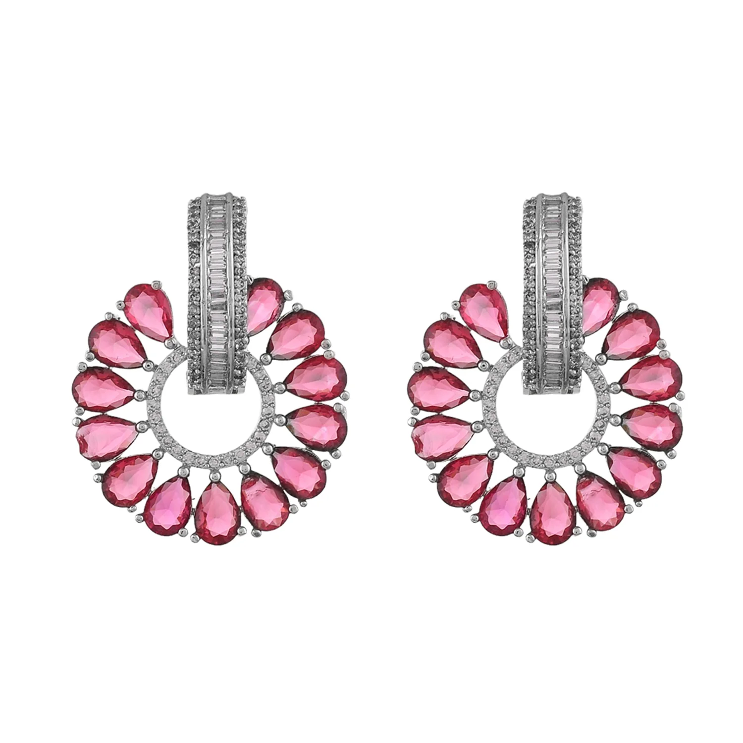Sparkling Elegance Radiant Petals Pink Earrings - Image 4