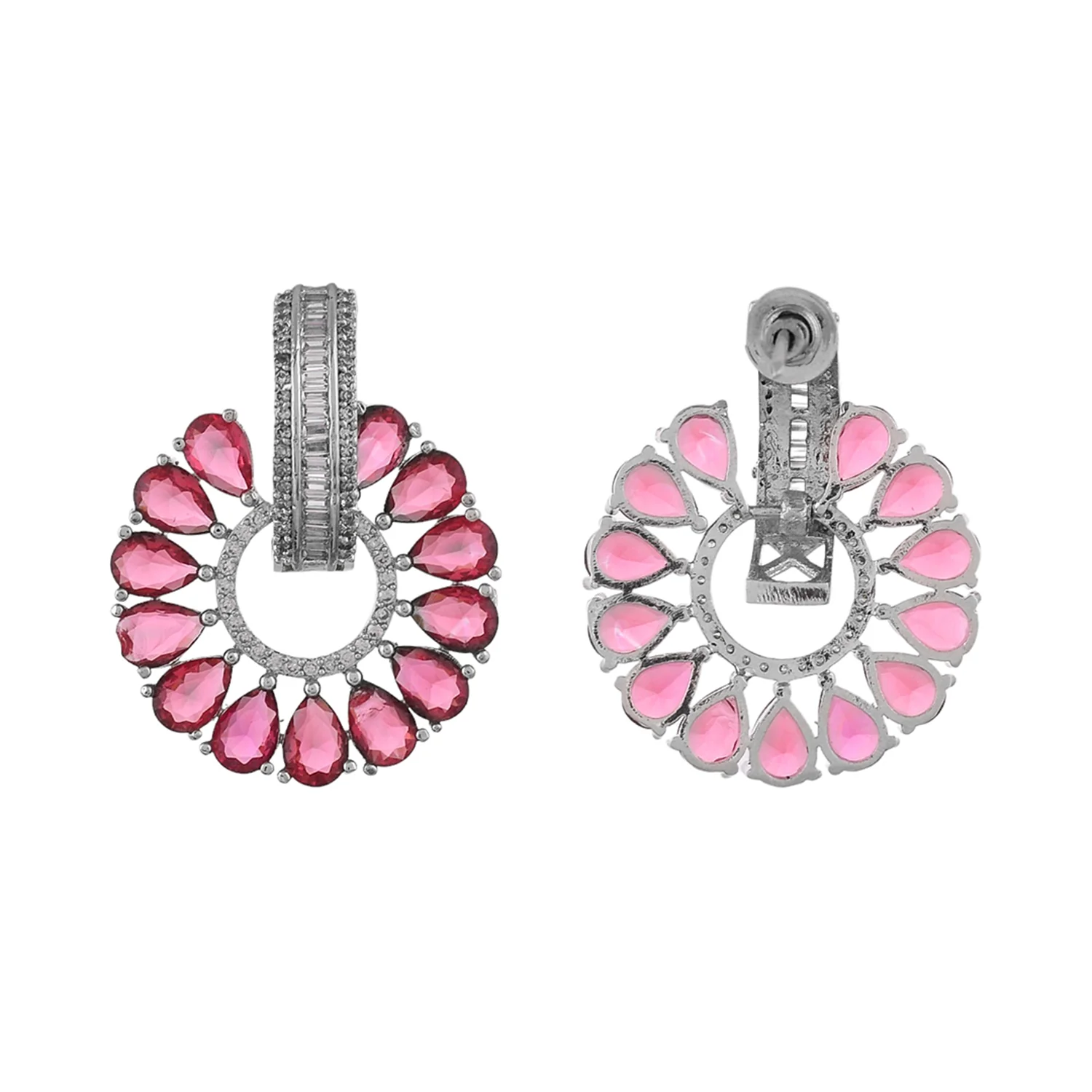 Sparkling Elegance Radiant Petals Pink Earrings - Image 5