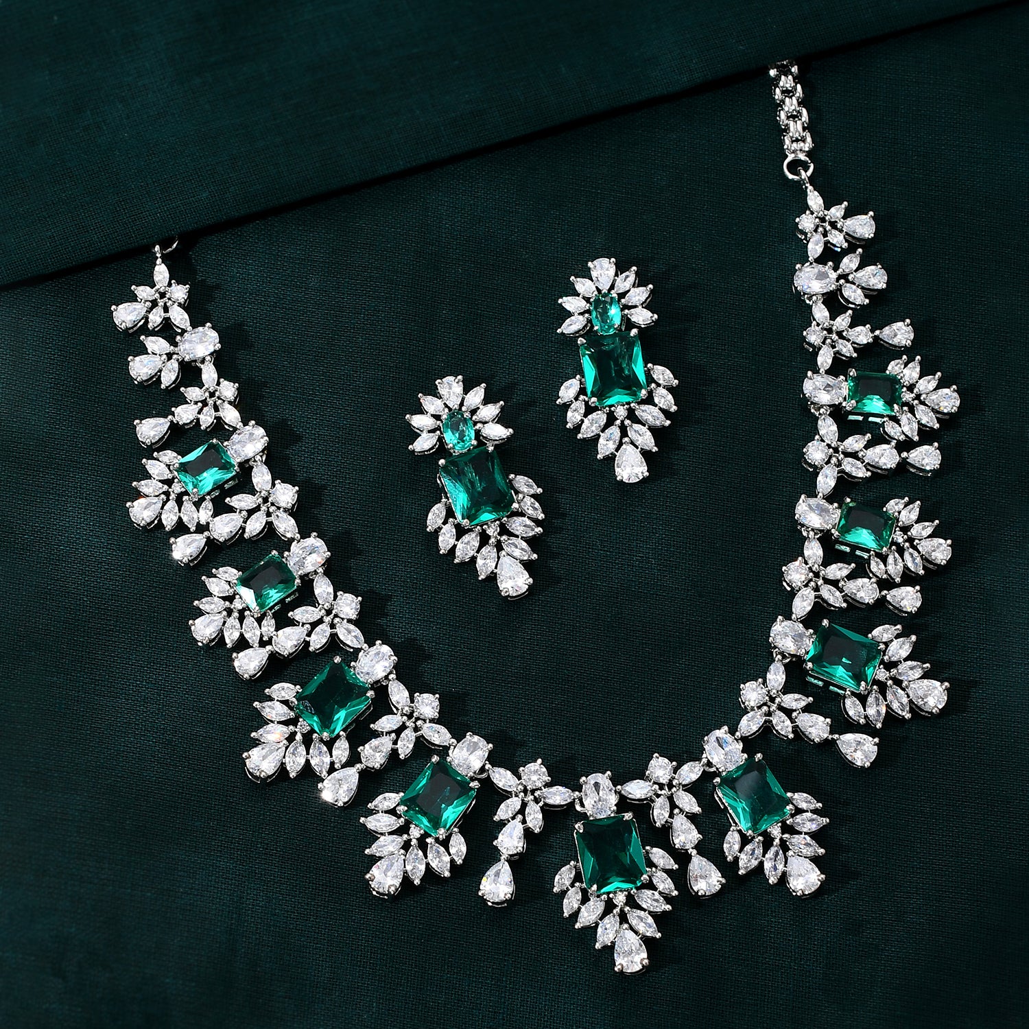Sparkling Elegance Radiant Regalia American Diamond Necklace Set