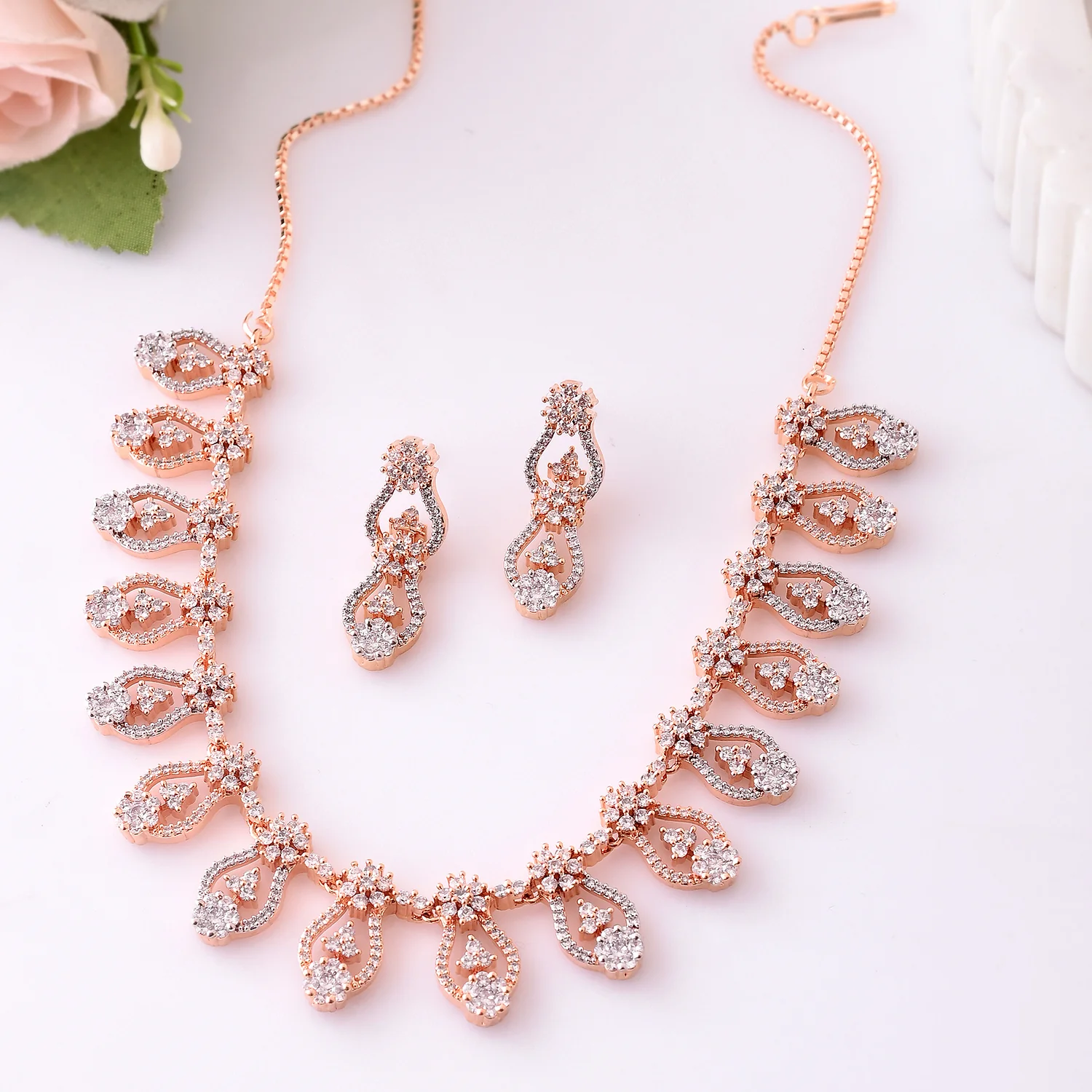 Sparkling Elegance Radiant Reverie American Diamond Necklace Set