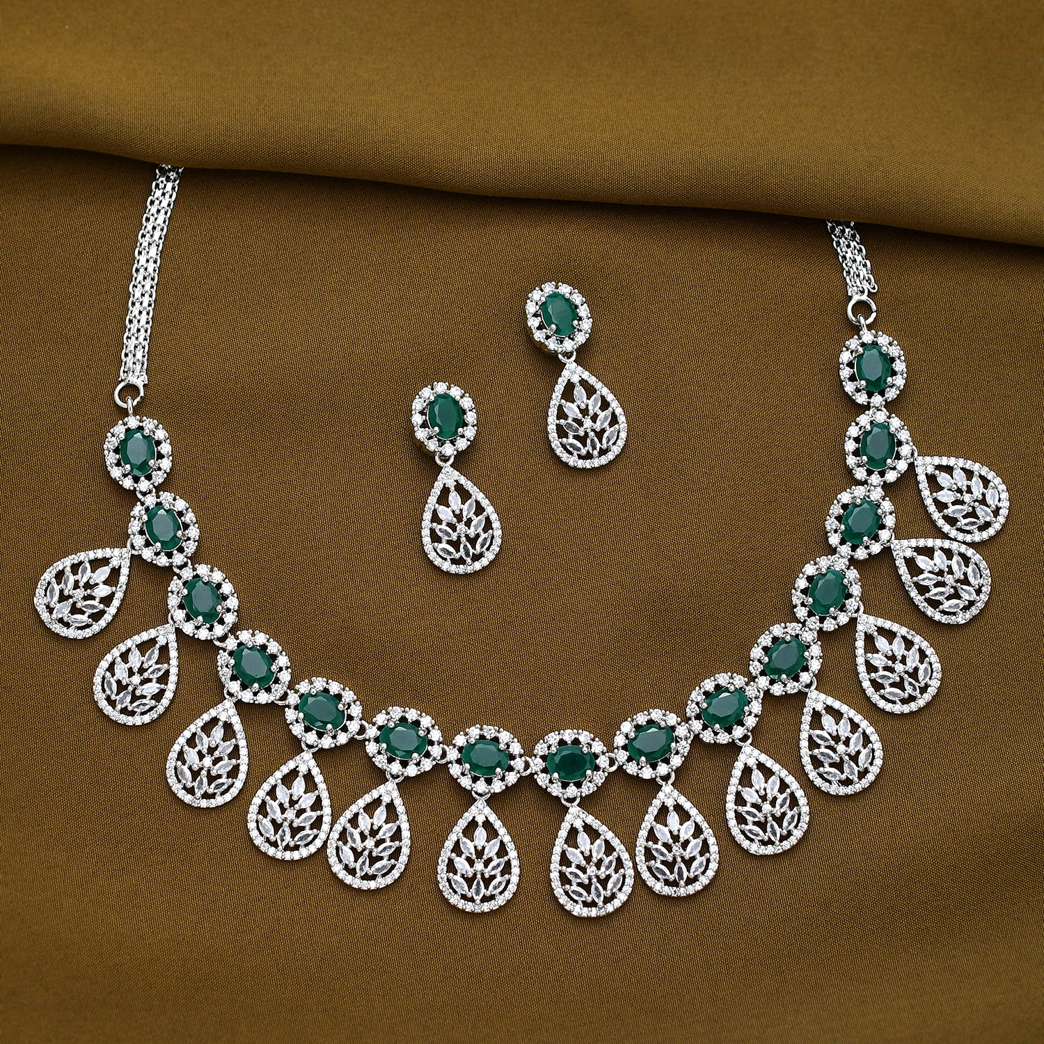 Sparkling Elegance Radiant Reverie American Diamond Necklace Set