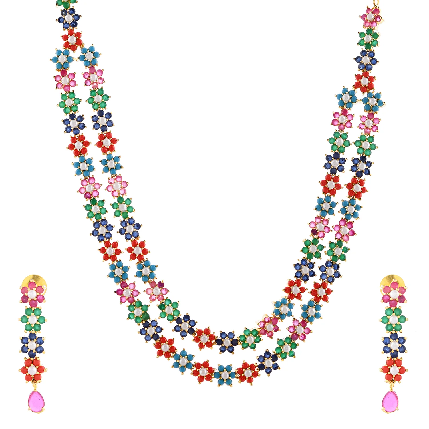 Sparkling Elegance Rangila Mosaic Necklace Set - Image 7