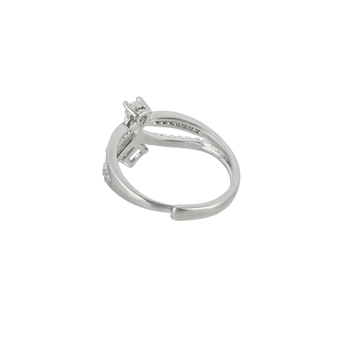 Sparkling Elegance Rectangle Cut CZ Adorned Silver Plated Ring - Image 5