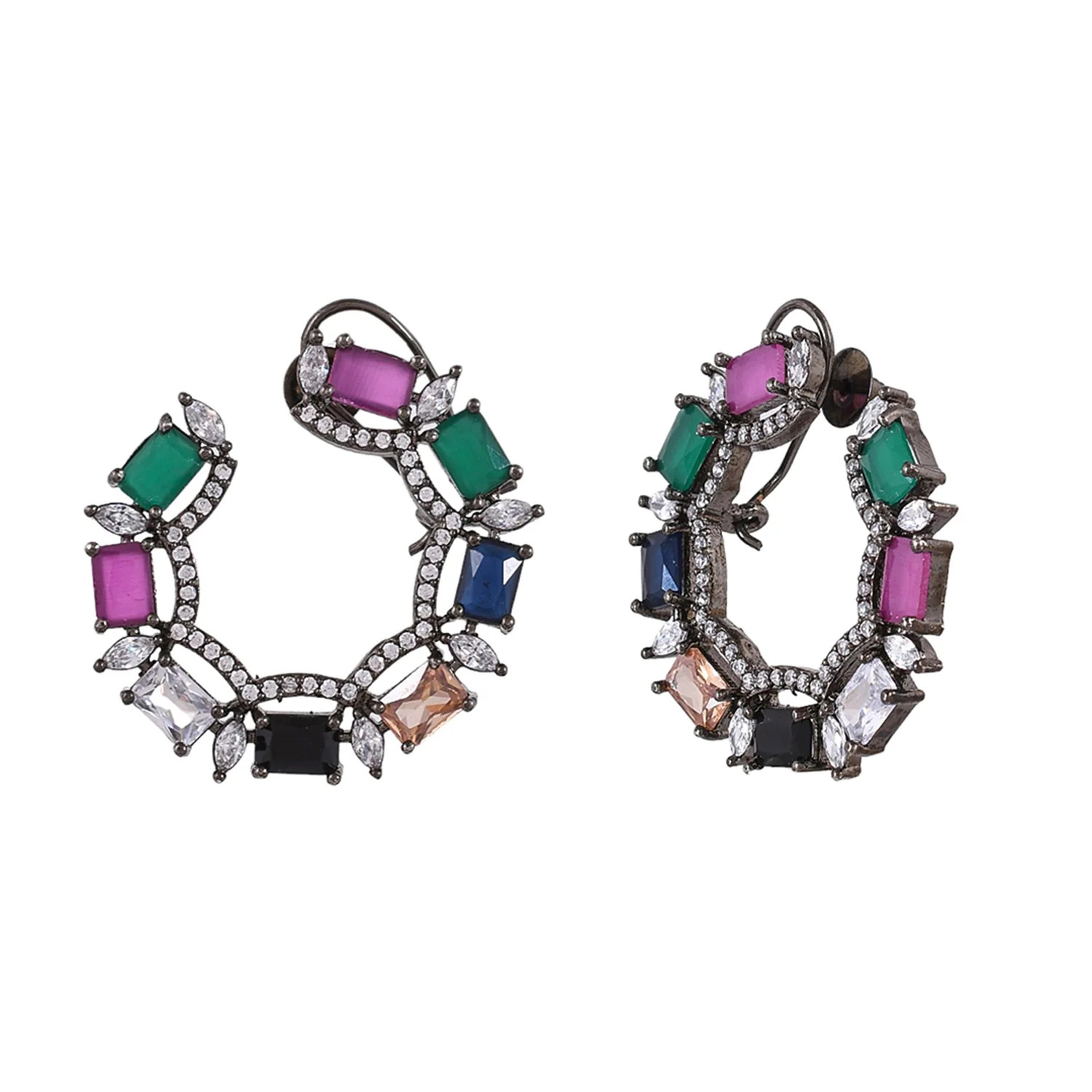 Sparkling Elegance Rectangle Cut Cz Earrings - Image 3