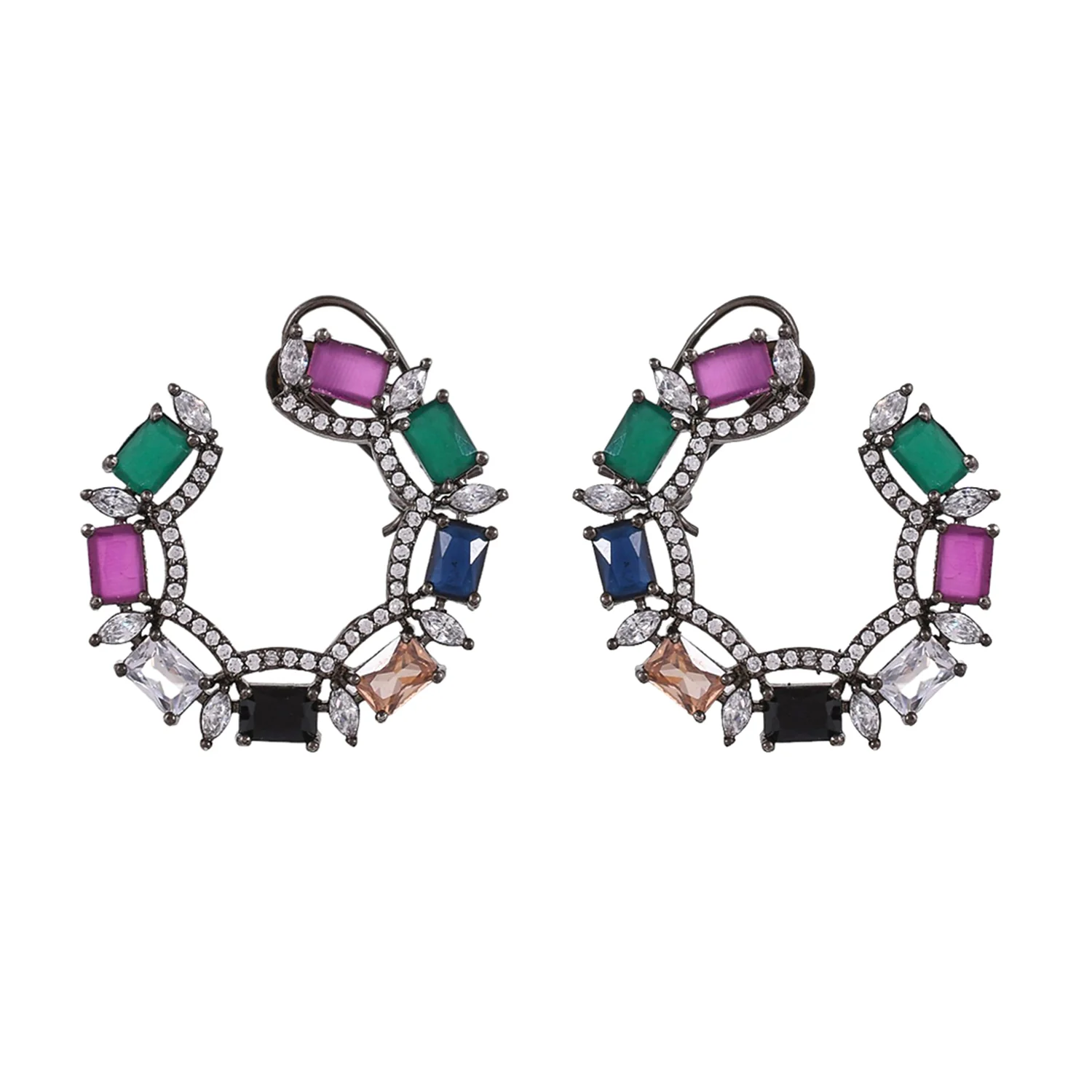 Sparkling Elegance Rectangle Cut Cz Earrings - Image 4