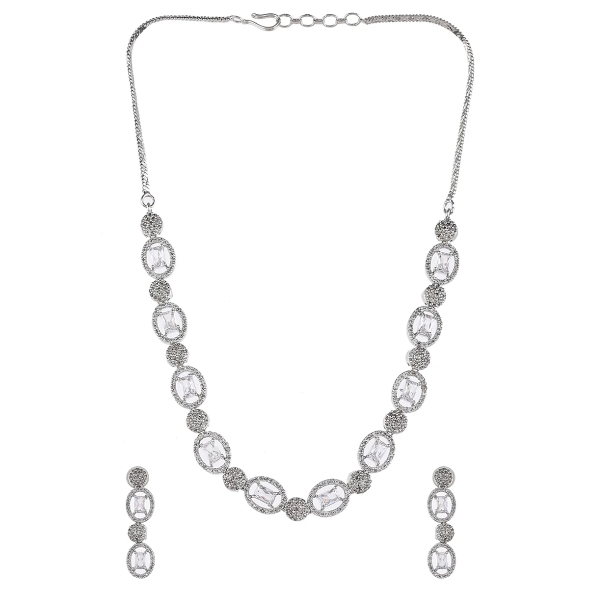 Sparkling Elegance Rectangle Cut CZ Geometric Jewellery Set - Image 3