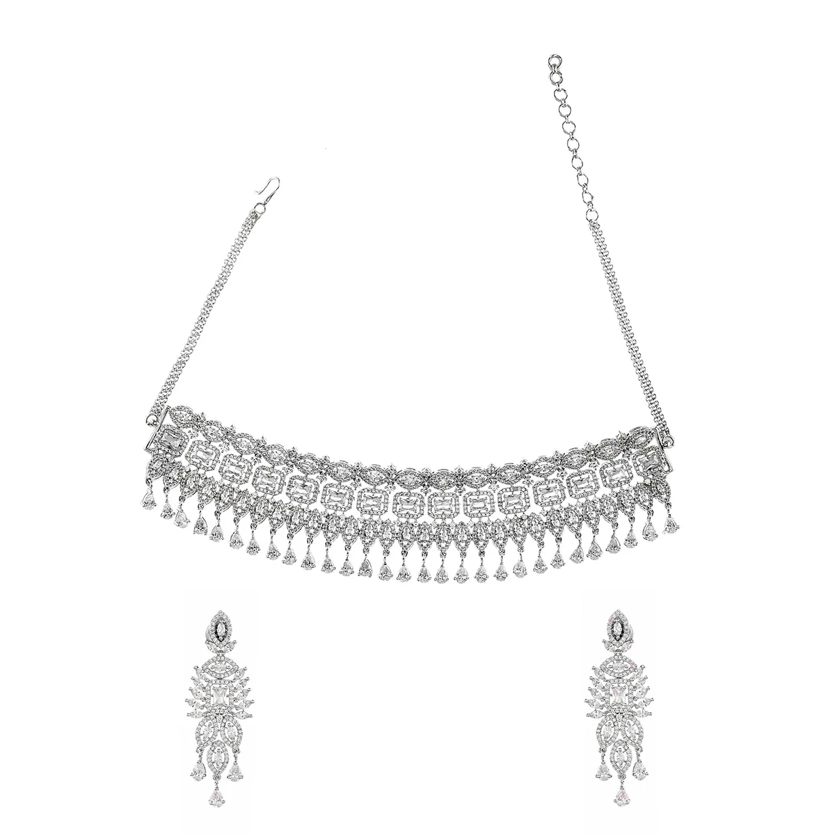 Sparkling Opulence Rectangle Cut Jewellery Set - Image 3