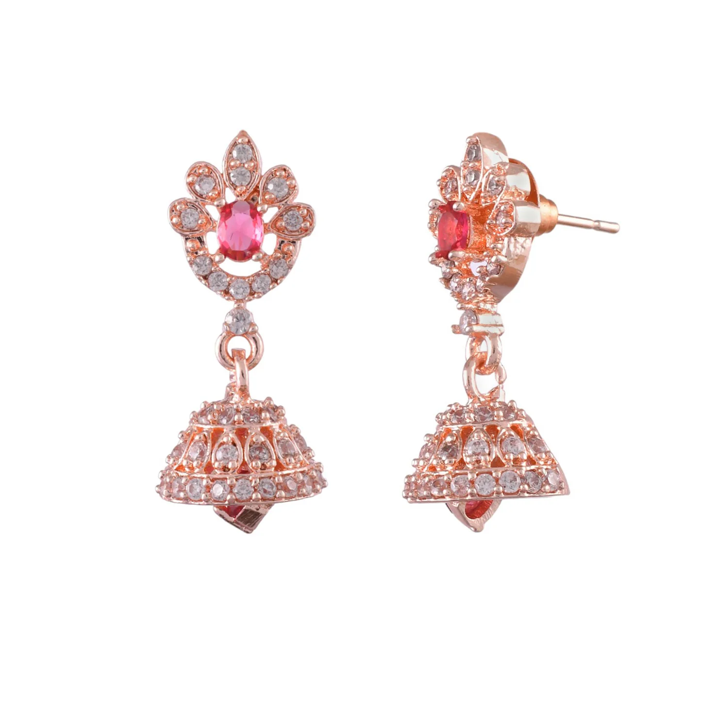Sparkling Elegance Red And White Cz Casual Drop Earrings - Image 3