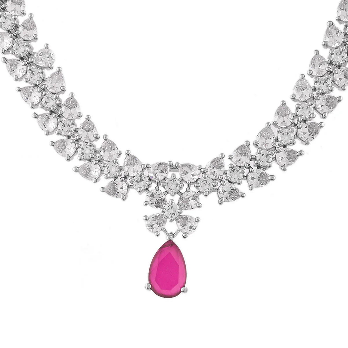 Sparkling Elegance Red and White CZ Jewellery Set - Image 5