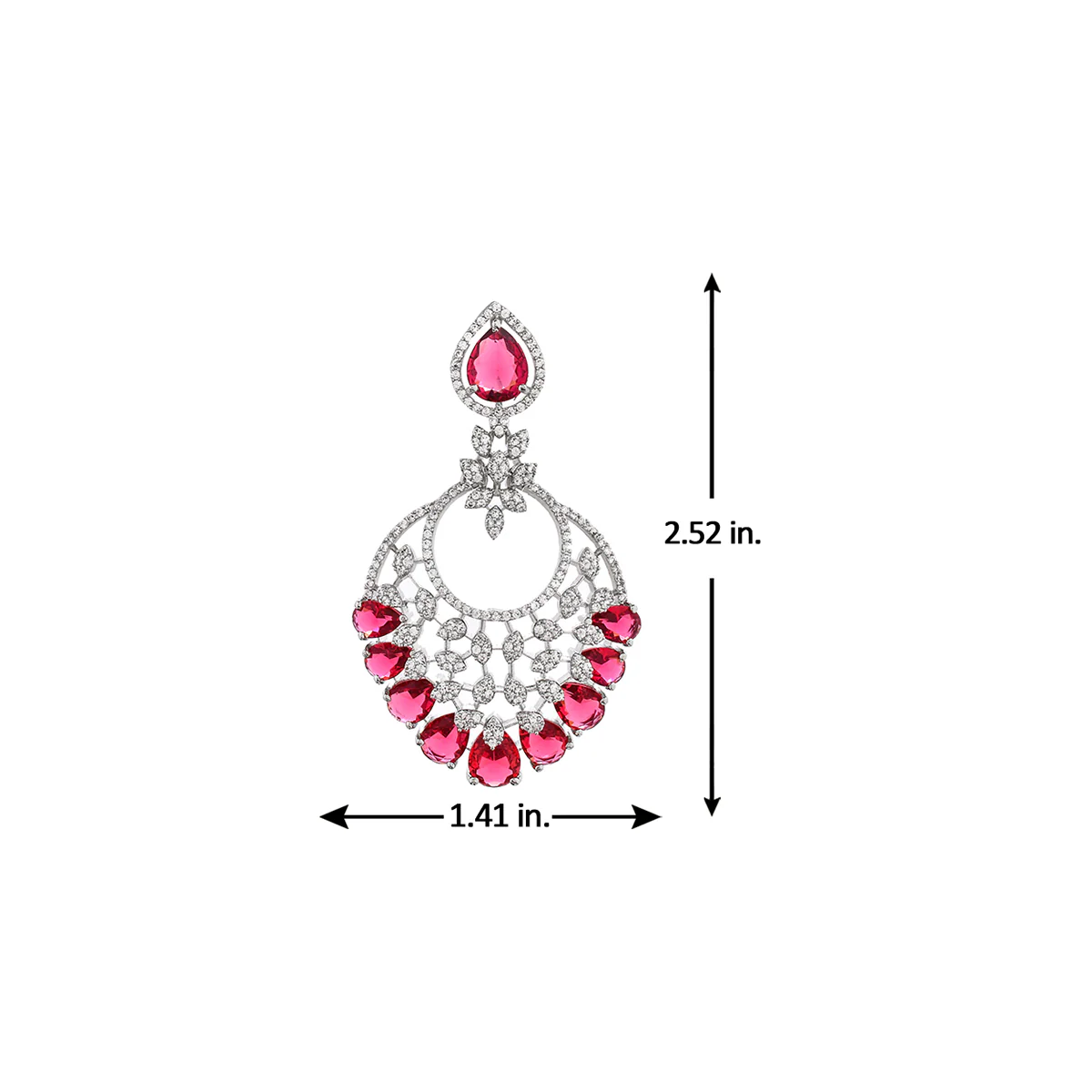Sparkling Elegance Red Cz Studded Statement Earrings - Image 6