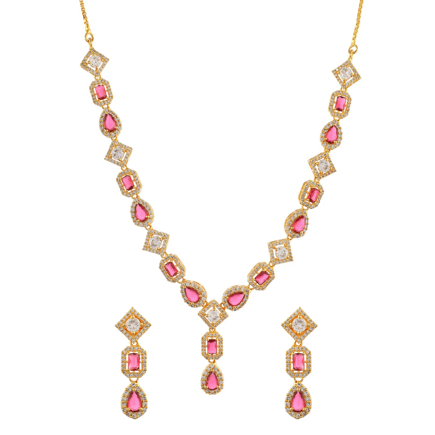 Sparkling Elegance Red Gilded Glamour Necklace Set - Image 3