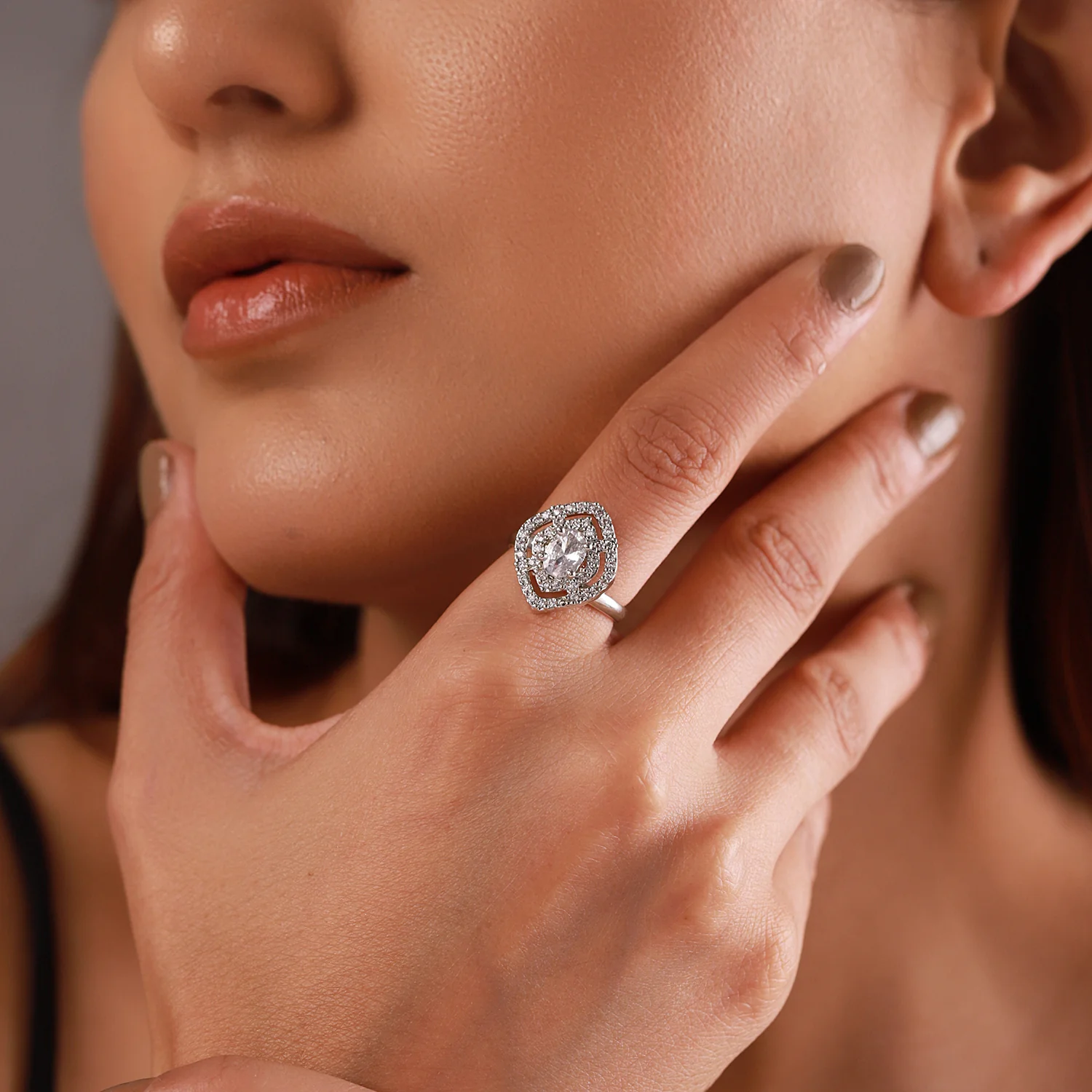 Sparkling Elegance Regal Cut American Diamond Ring - Image 2