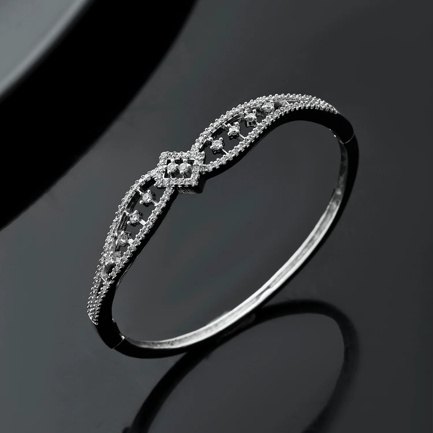 Sparkling Elegance Regal Filigree American Diamond Bracelet