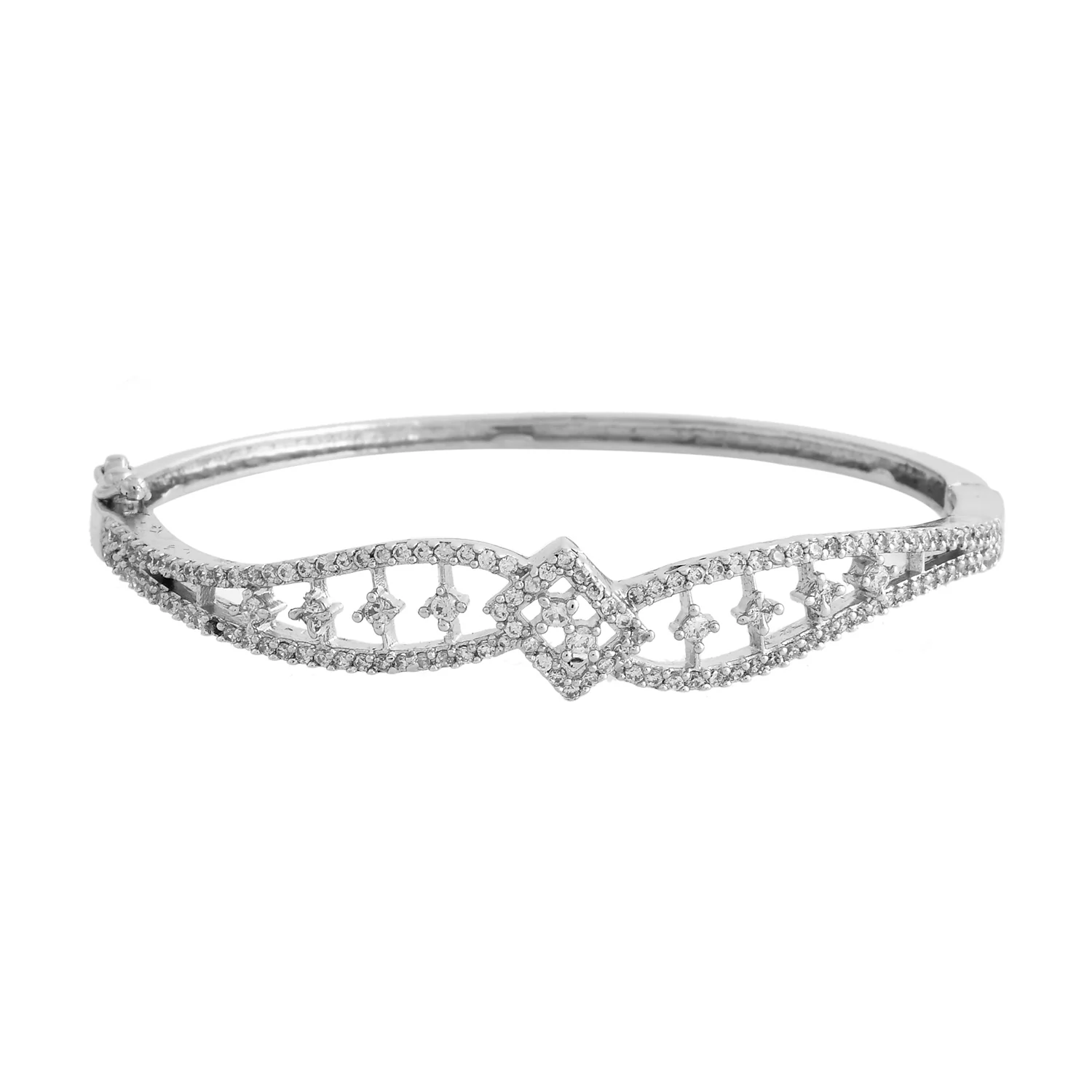 Sparkling Elegance Regal Filigree American Diamond Bracelet - Image 3