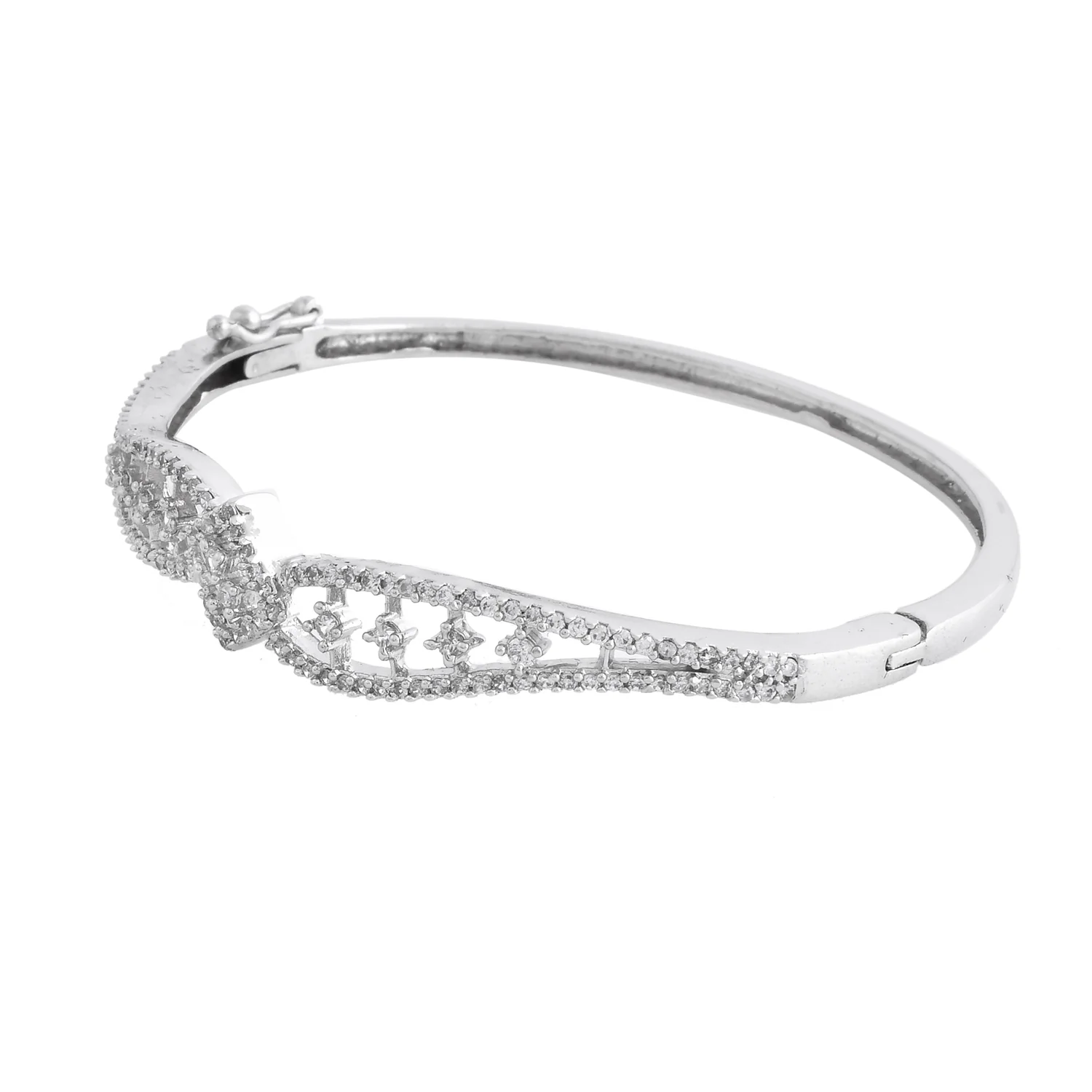 Sparkling Elegance Regal Filigree American Diamond Bracelet - Image 4