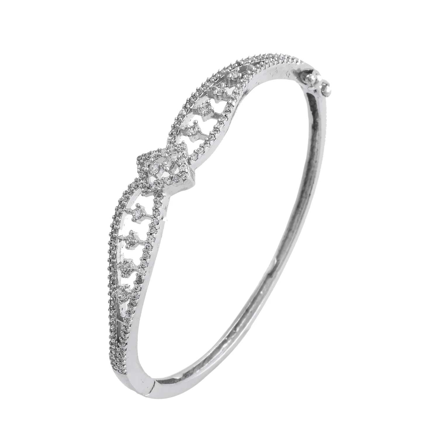 Sparkling Elegance Regal Filigree American Diamond Bracelet - Image 5