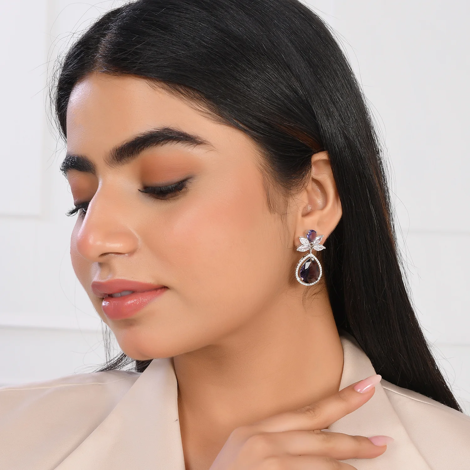 Sparkling Elegance Regal Purple Majesty Earrings - Image 2