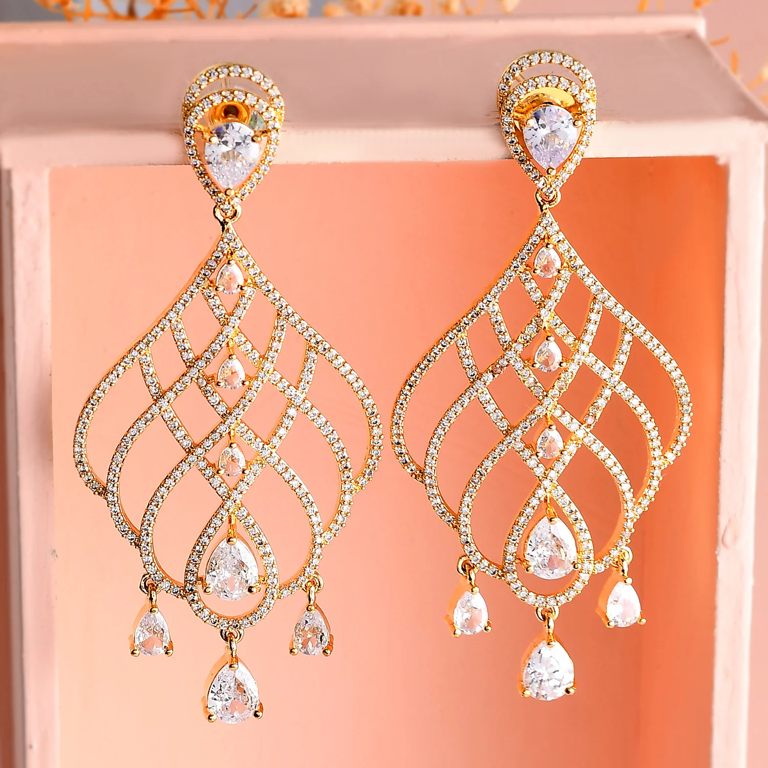 Sparkling Elegance Regal Radiance American Diamond Dangler Earrings