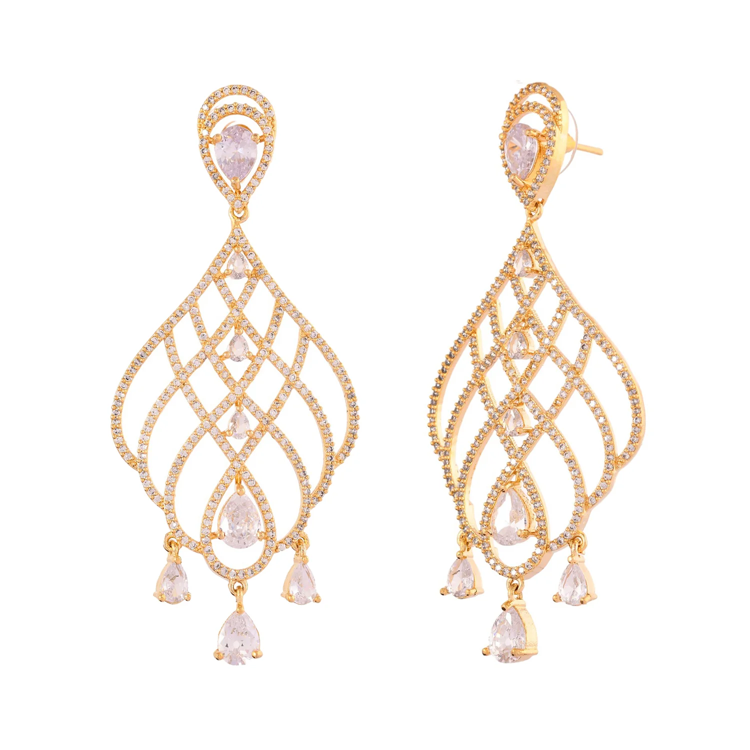 Sparkling Elegance Regal Radiance American Diamond Dangler Earrings - Image 4