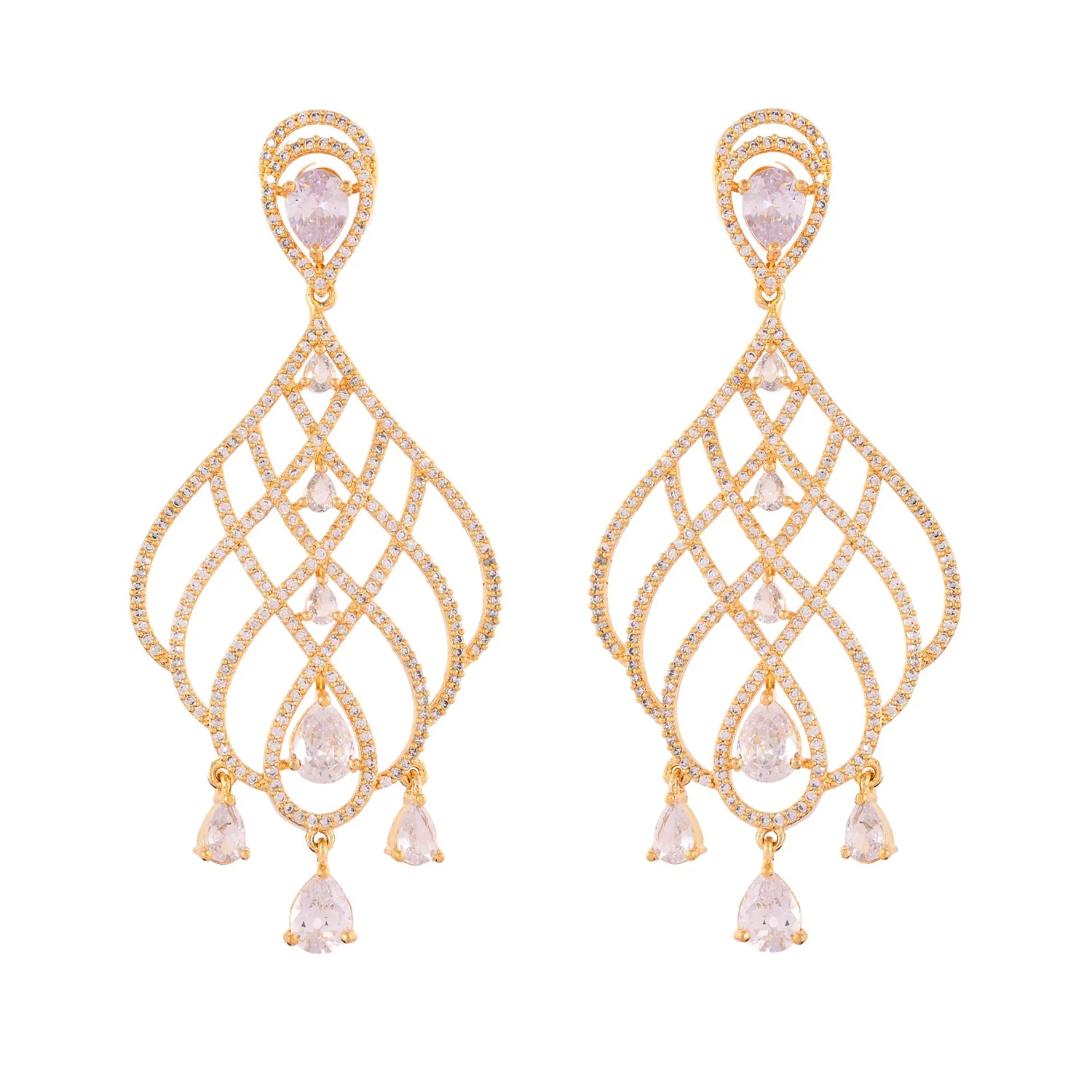 Sparkling Elegance Regal Radiance American Diamond Dangler Earrings - Image 5