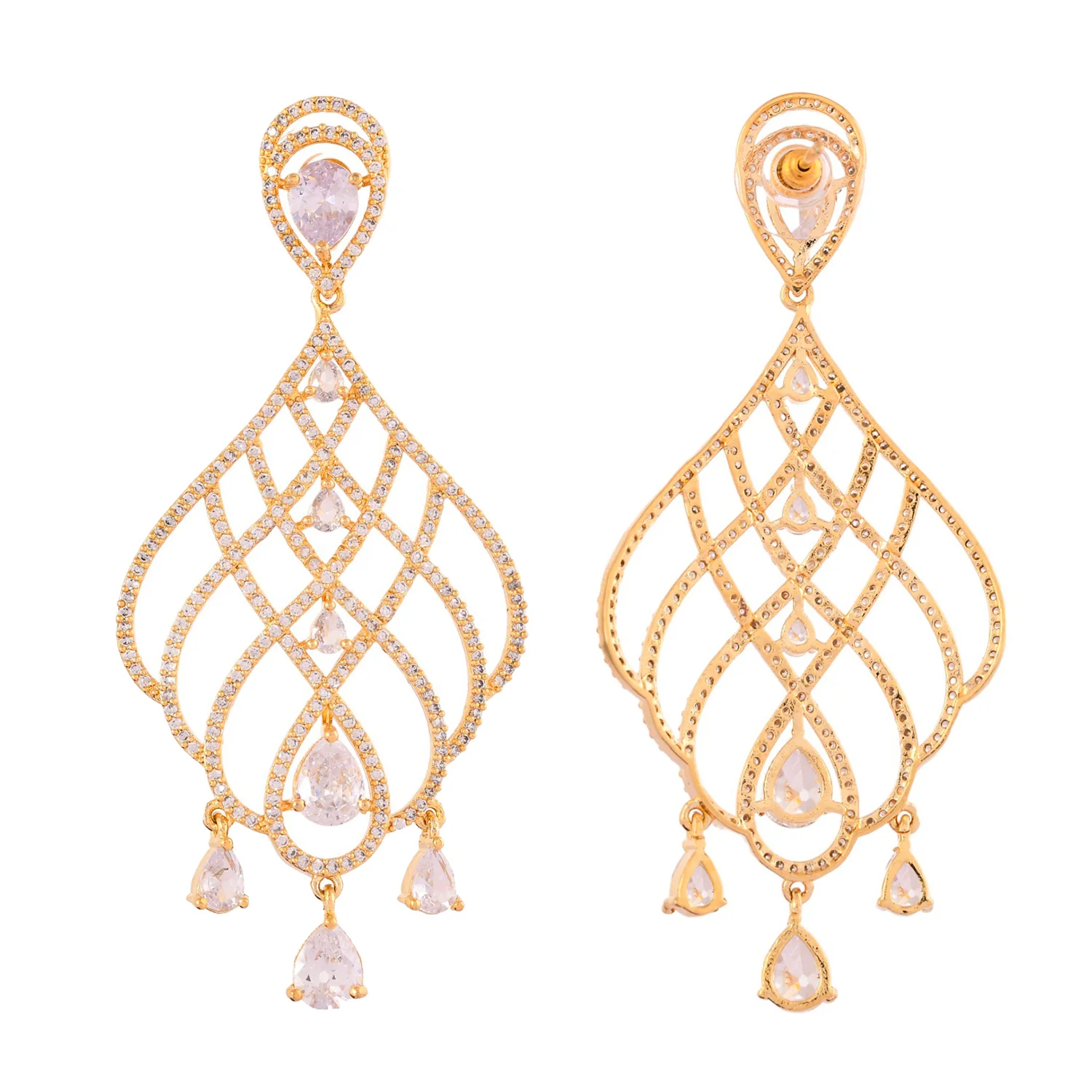 Sparkling Elegance Regal Radiance American Diamond Dangler Earrings - Image 6