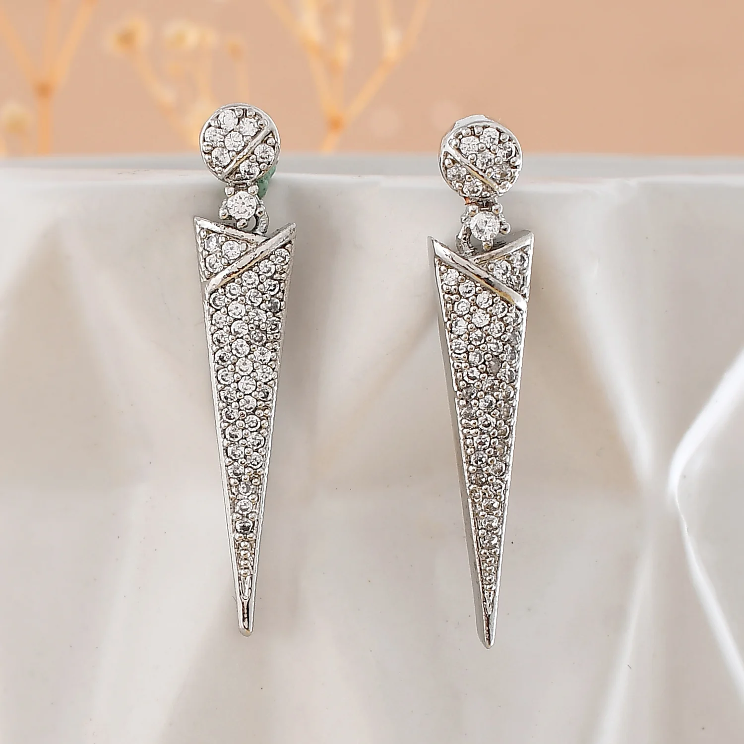 Sparkling Elegance Regal Romance American Diamond Silver Earrings