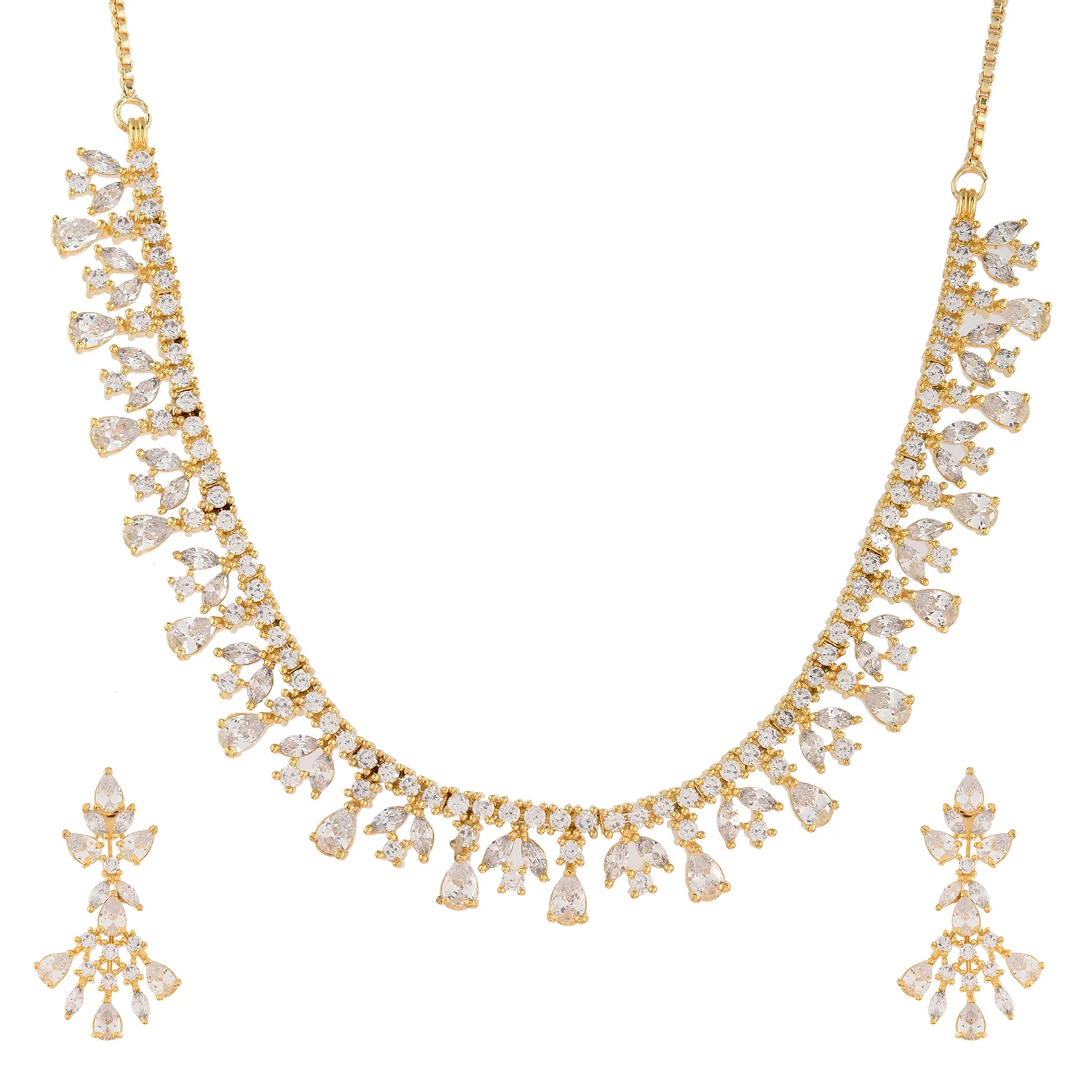 Sparkling Elegance Regal Shine American Diamond Necklace Set - Image 3