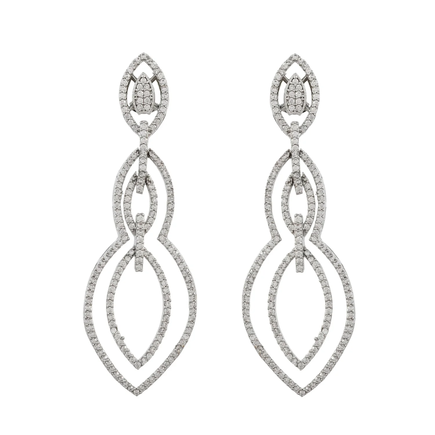 Sparkling Elegance Regal Teardrop American Diamond Dangler Earrings - Image 4