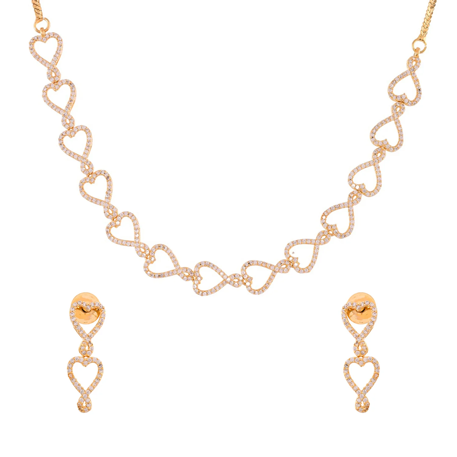 Sparkling Elegance Romantic American Diamond Heart Necklace Set - Image 3
