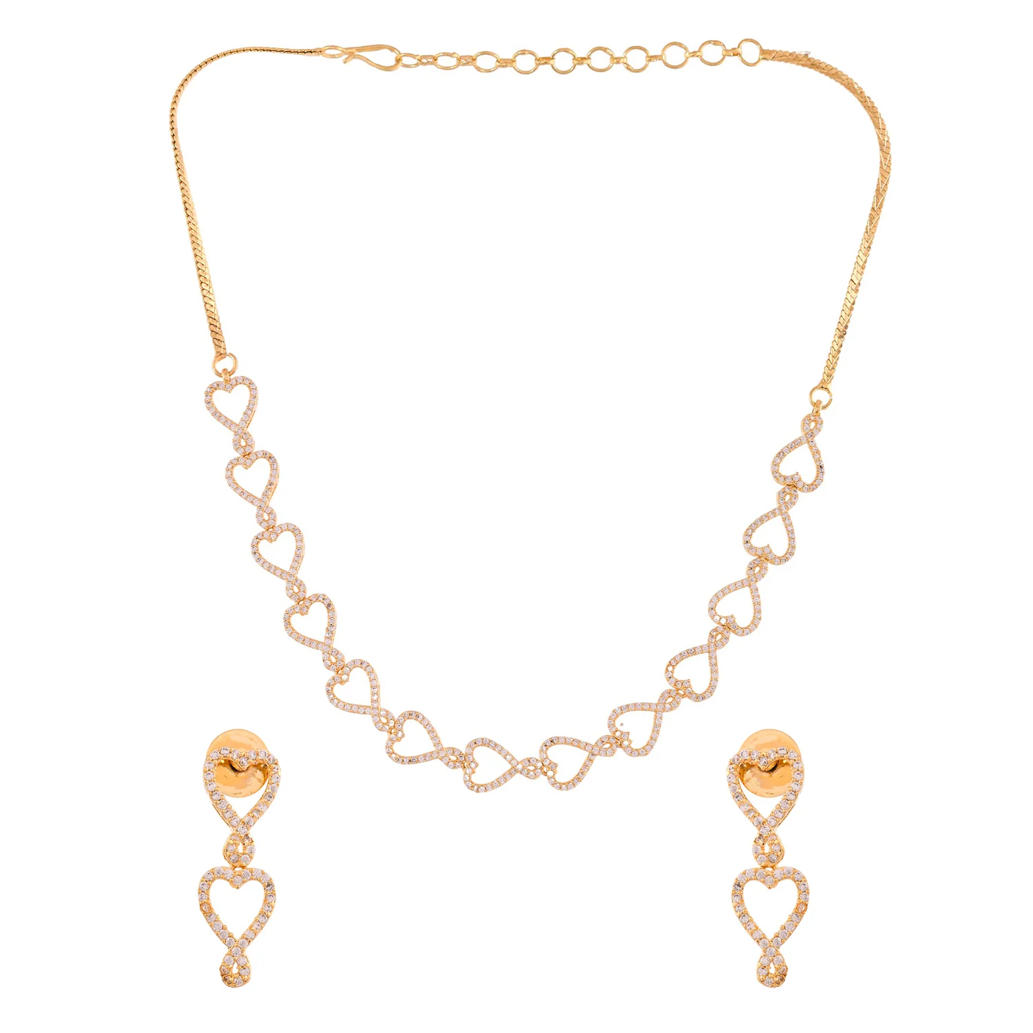 Sparkling Elegance Romantic American Diamond Heart Necklace Set - Image 4